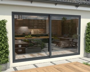 3600mm Anthracite Grey Aluminium Sliding Doors RH Sliding / LH Fixed
