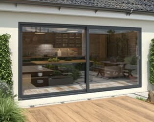 4200mm Anthracite Grey Aluminium Sliding Doors RH Sliding / LH Fixed