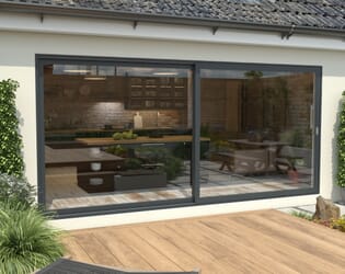 4500mm Anthracite Grey Aluminium Sliding Doors RH Sliding / LH Fixed