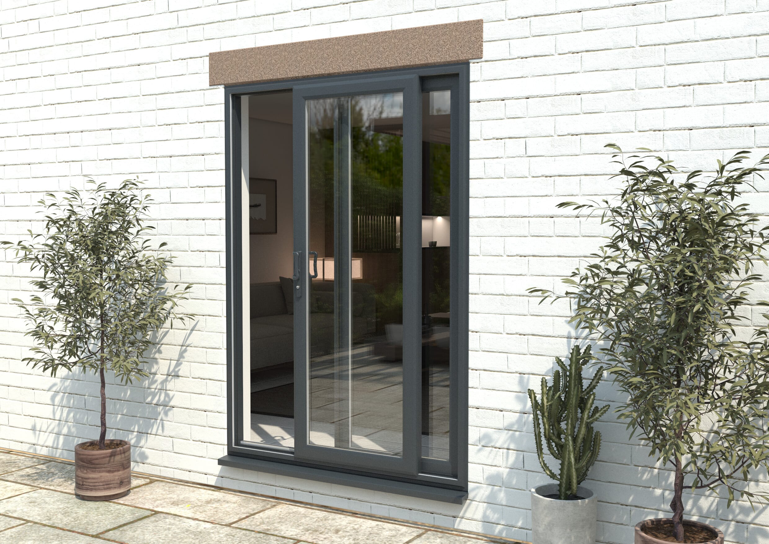 1500mm UPVC Anthracite Grey Sliding Doors LH Sliding / RH Fixed