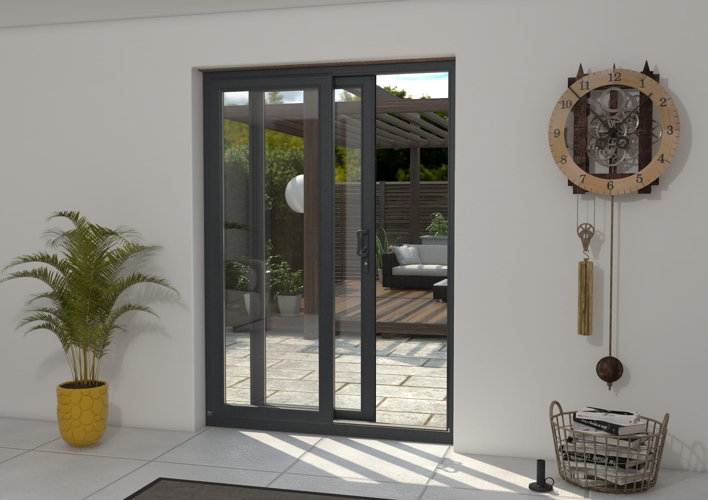 Part Q 1500mm UPVC Anthracite Grey Sliding Doors LH Sliding / RH Fixed