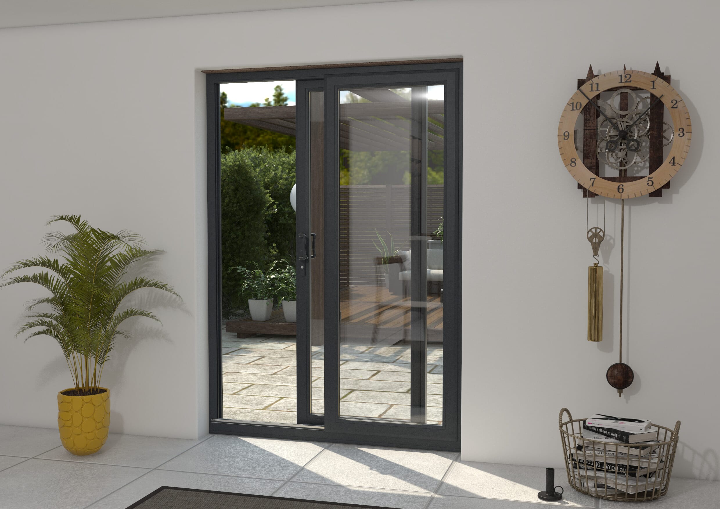 Mm Upvc Anthracite Grey Sliding Doors Rh Sliding Lh Fixed Bifold