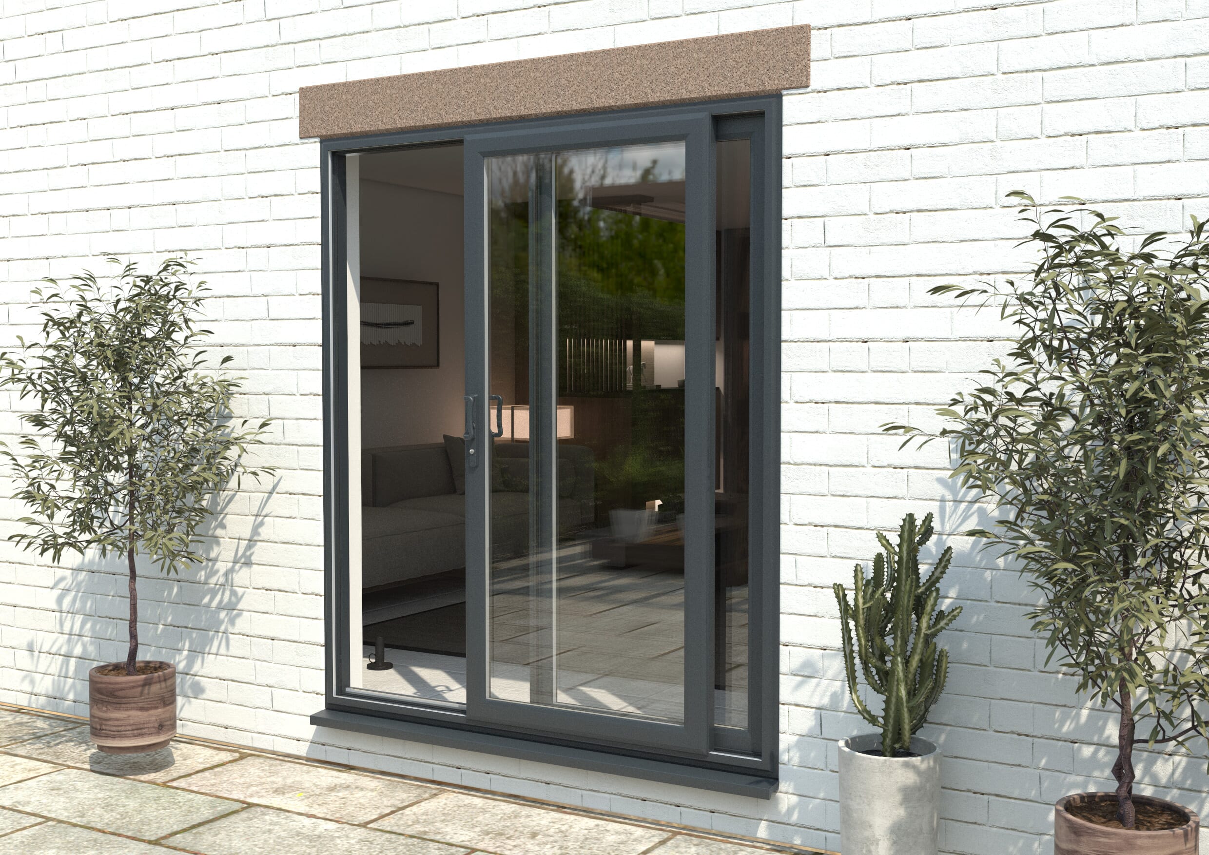 1800mm UPVC Anthracite Grey Sliding Doors LH Sliding / RH Fixed