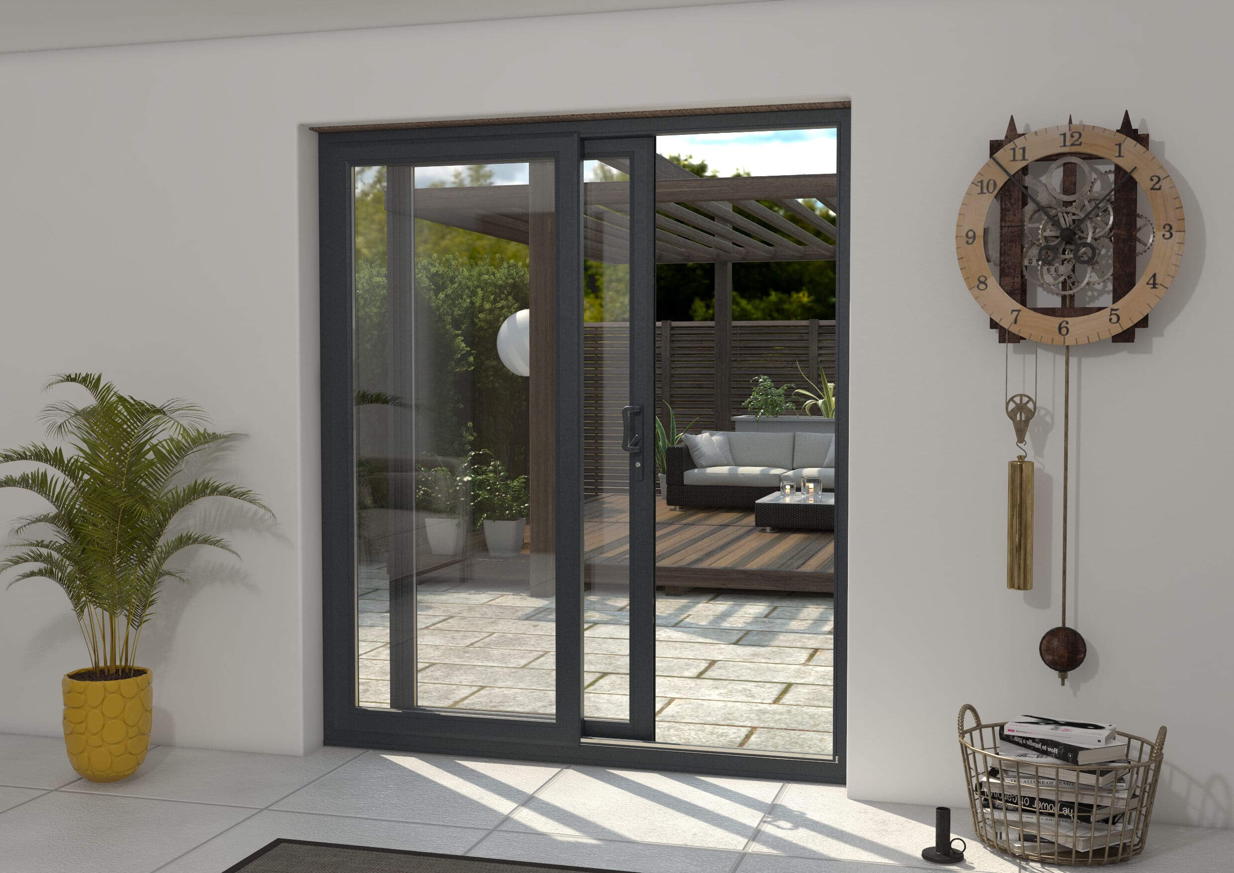 1800mm UPVC Anthracite Grey Sliding Doors LH Sliding / RH Fixed