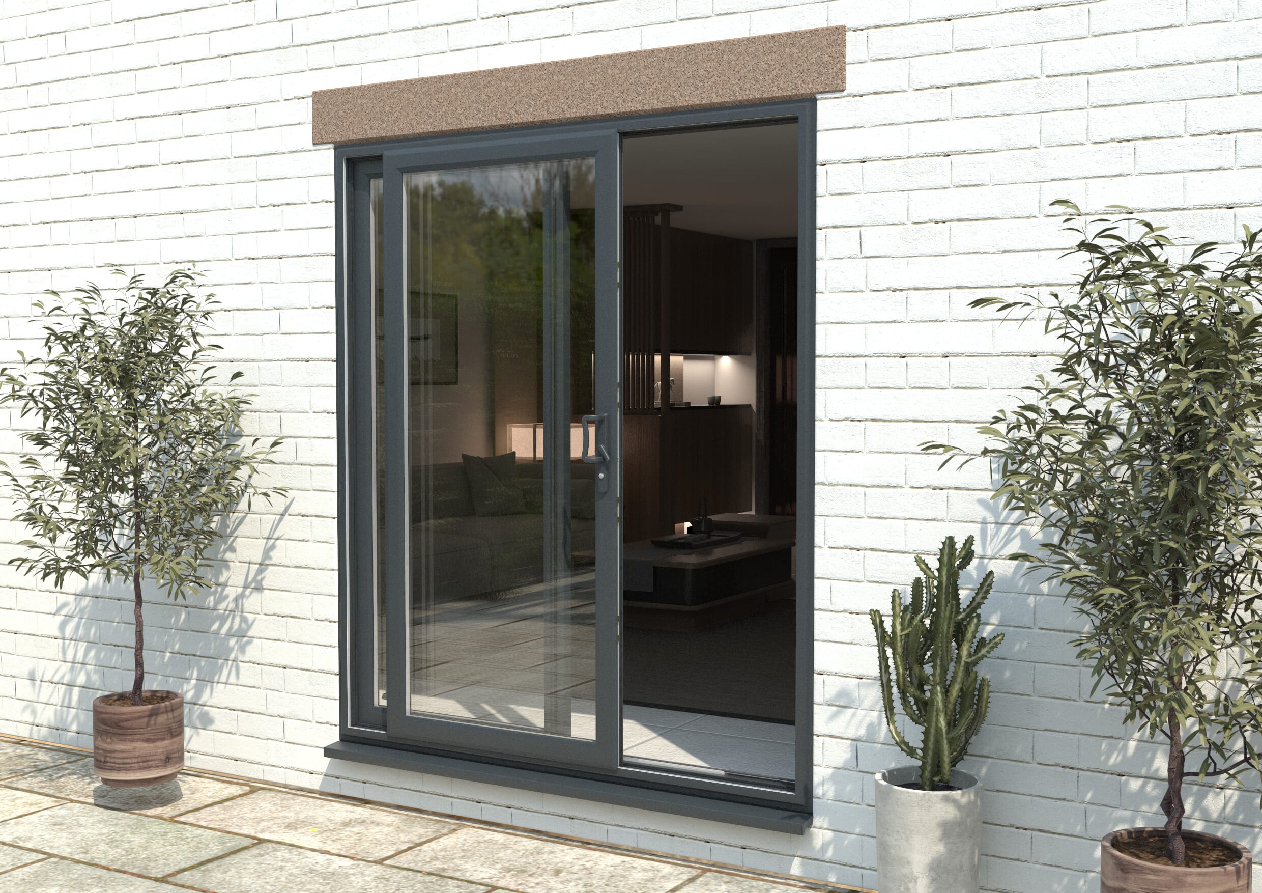 1800mm UPVC Anthracite Grey Sliding Doors RH Sliding / LH Fixed