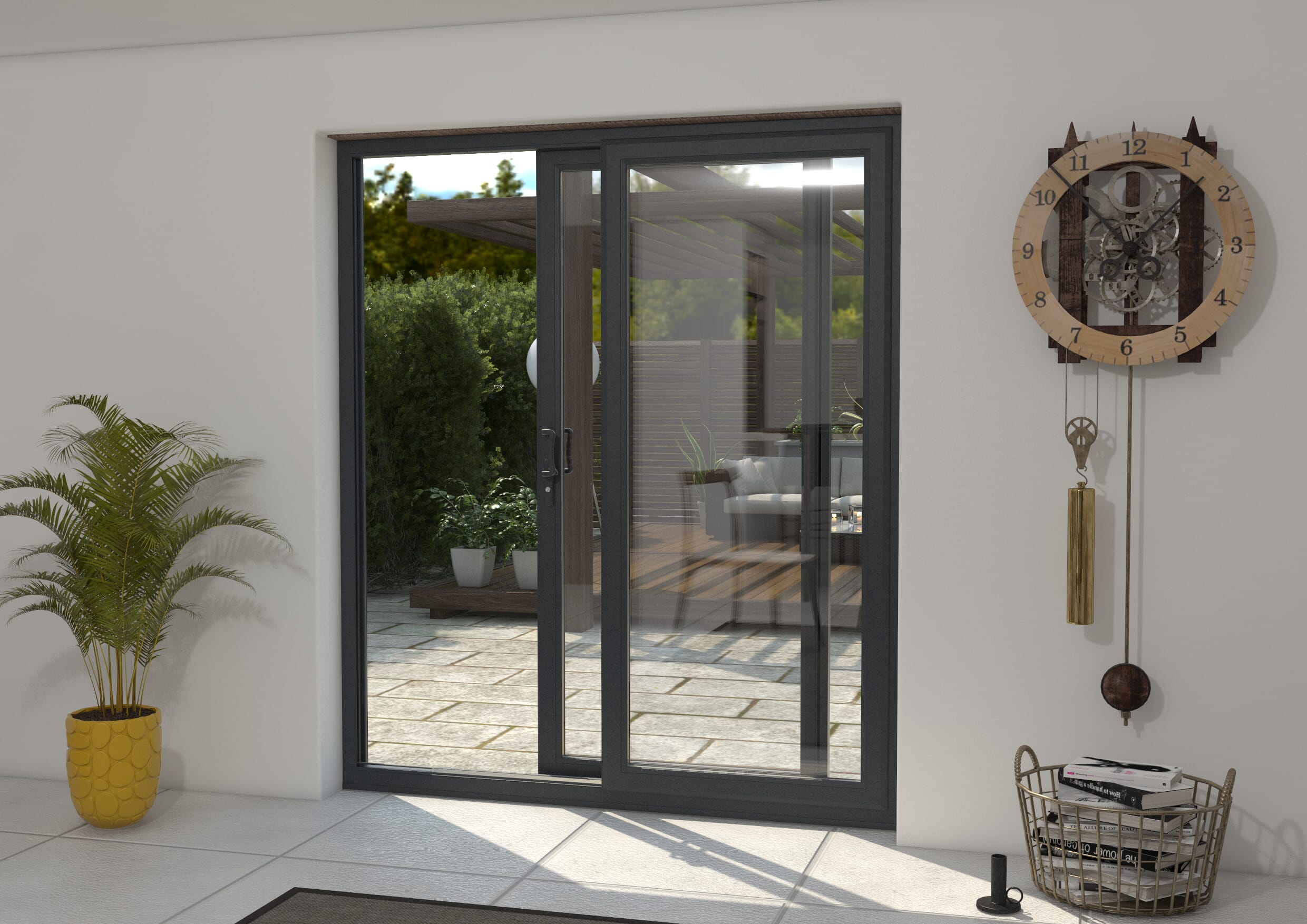 Part Q 1800mm UPVC Anthracite Grey Sliding Doors RH Sliding / LH Fixed