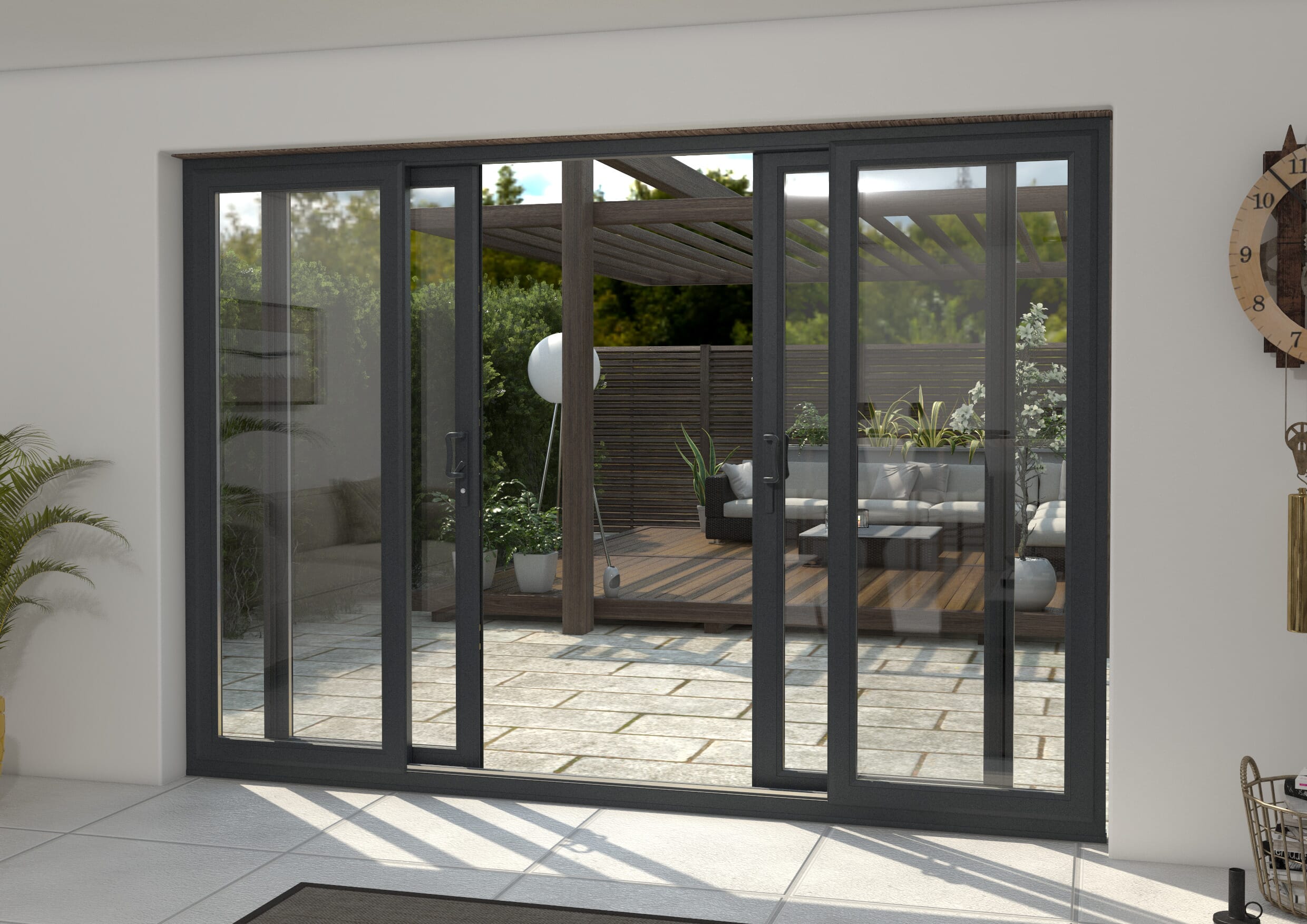 Climadoor 3000mm UPVC Anthracite Grey Sliding Doors Fixed / Sliding