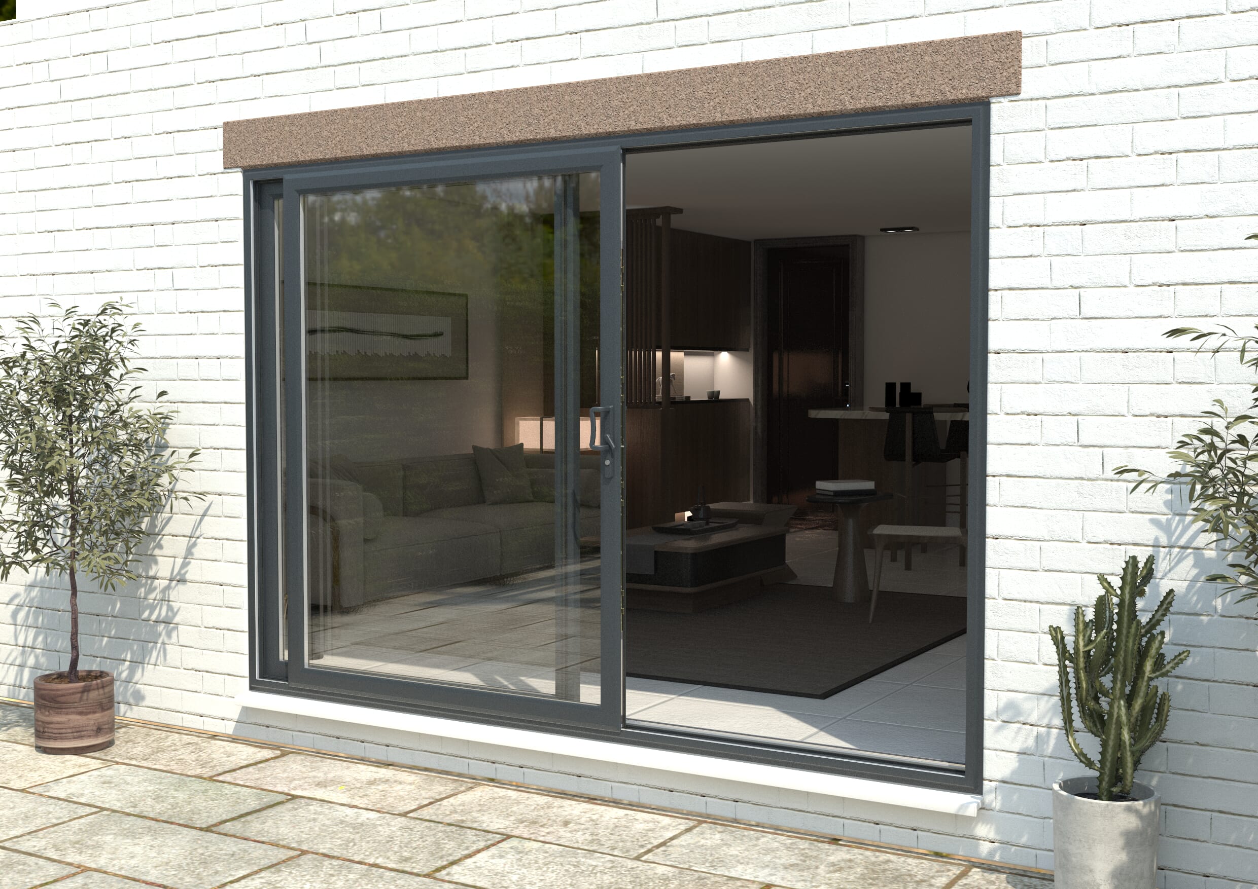 3000mm UPVC Anthracite Grey Sliding Doors RH Sliding / LH Fixed