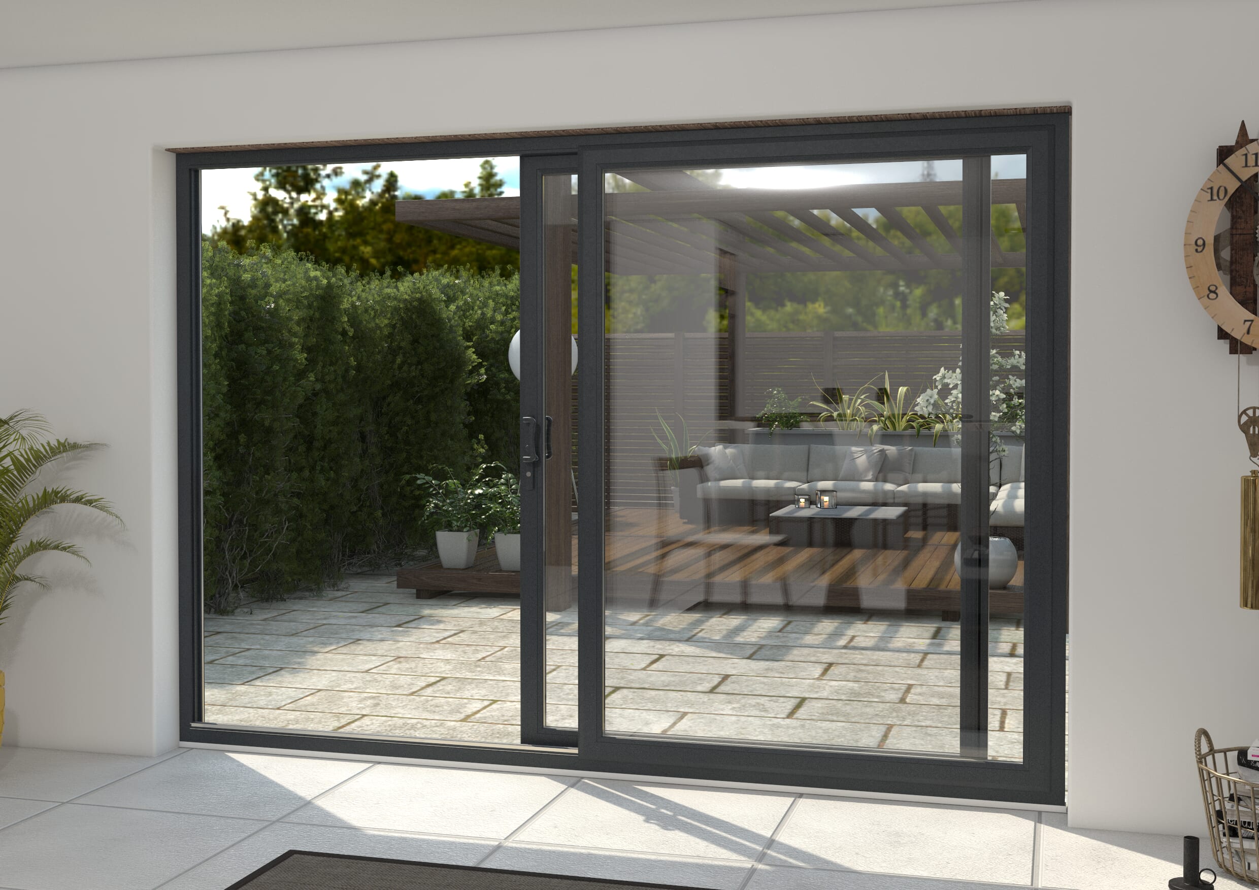 3000mm UPVC Anthracite Grey Sliding Doors RH Sliding / LH Fixed
