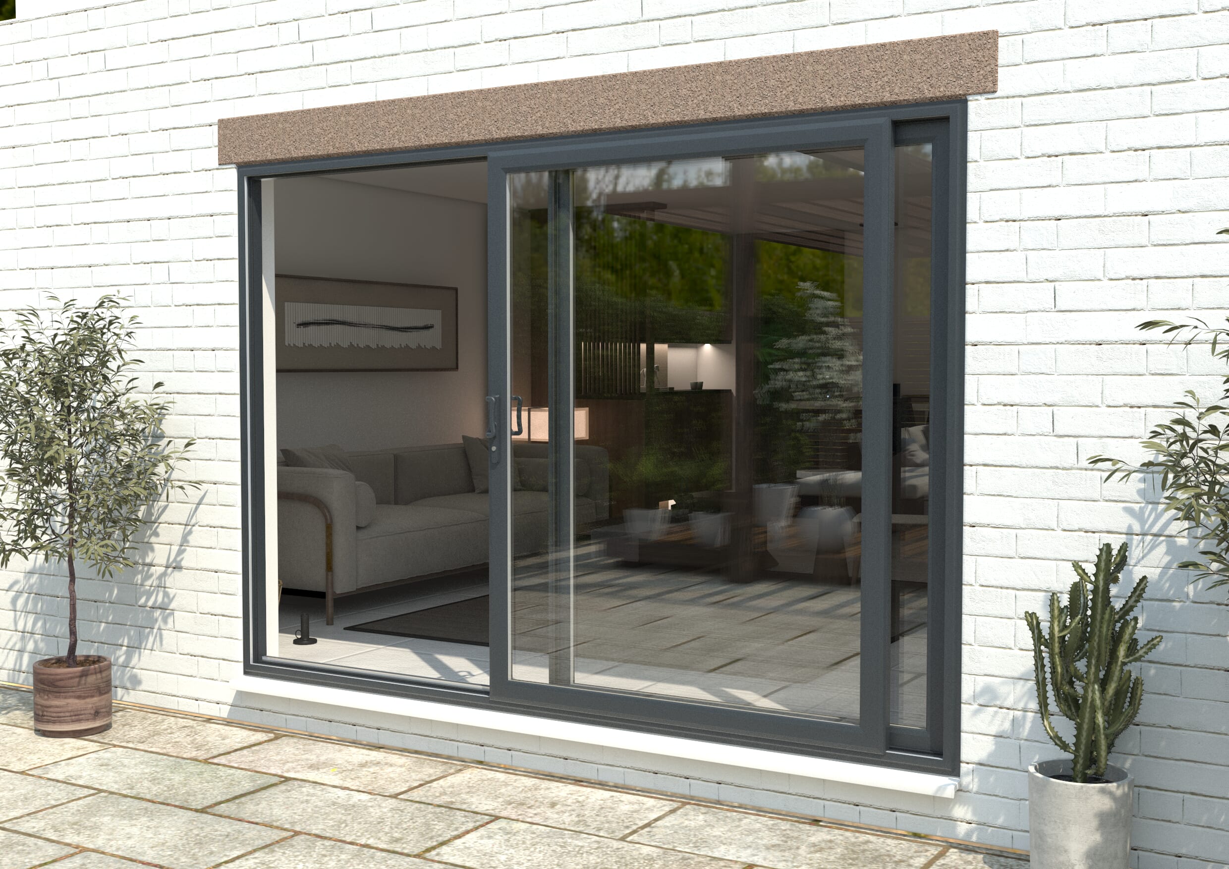 3000mm UPVC Anthracite Grey Sliding Doors LH Sliding / RH Fixed