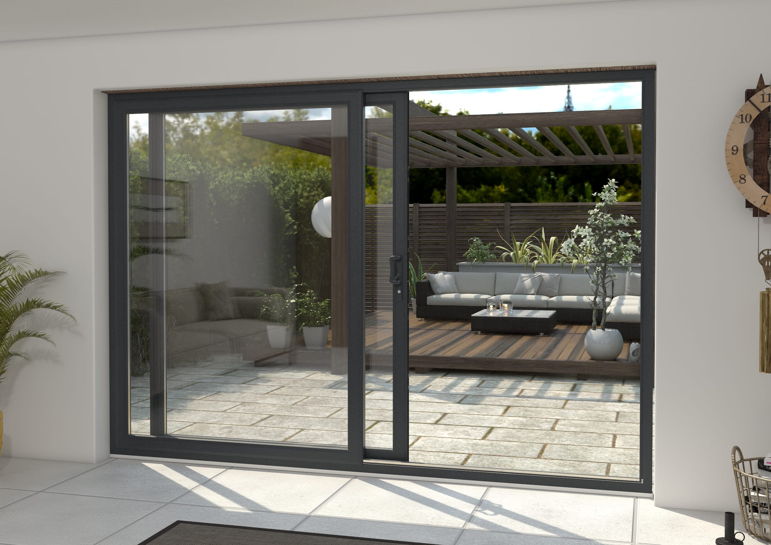 Climadoor 3000mm Upvc Anthracite Grey Sliding Doors Rh Sliding / Lh