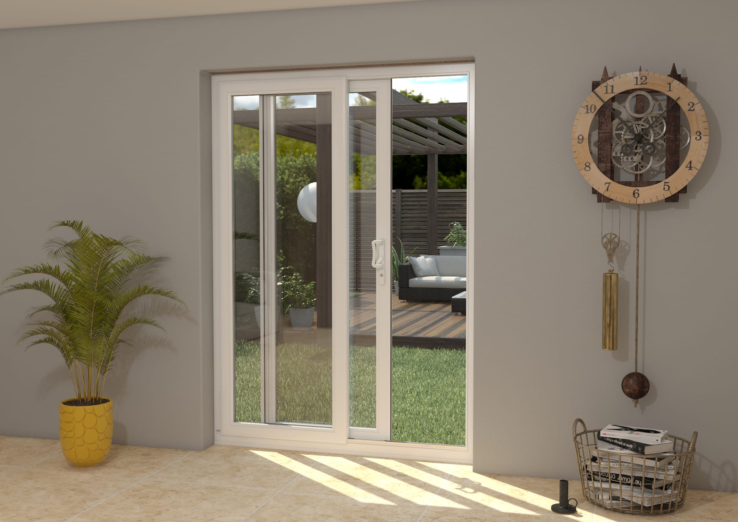 Part Q 1500mm UPVC White Sliding Doors LH Sliding / RH Fixed
