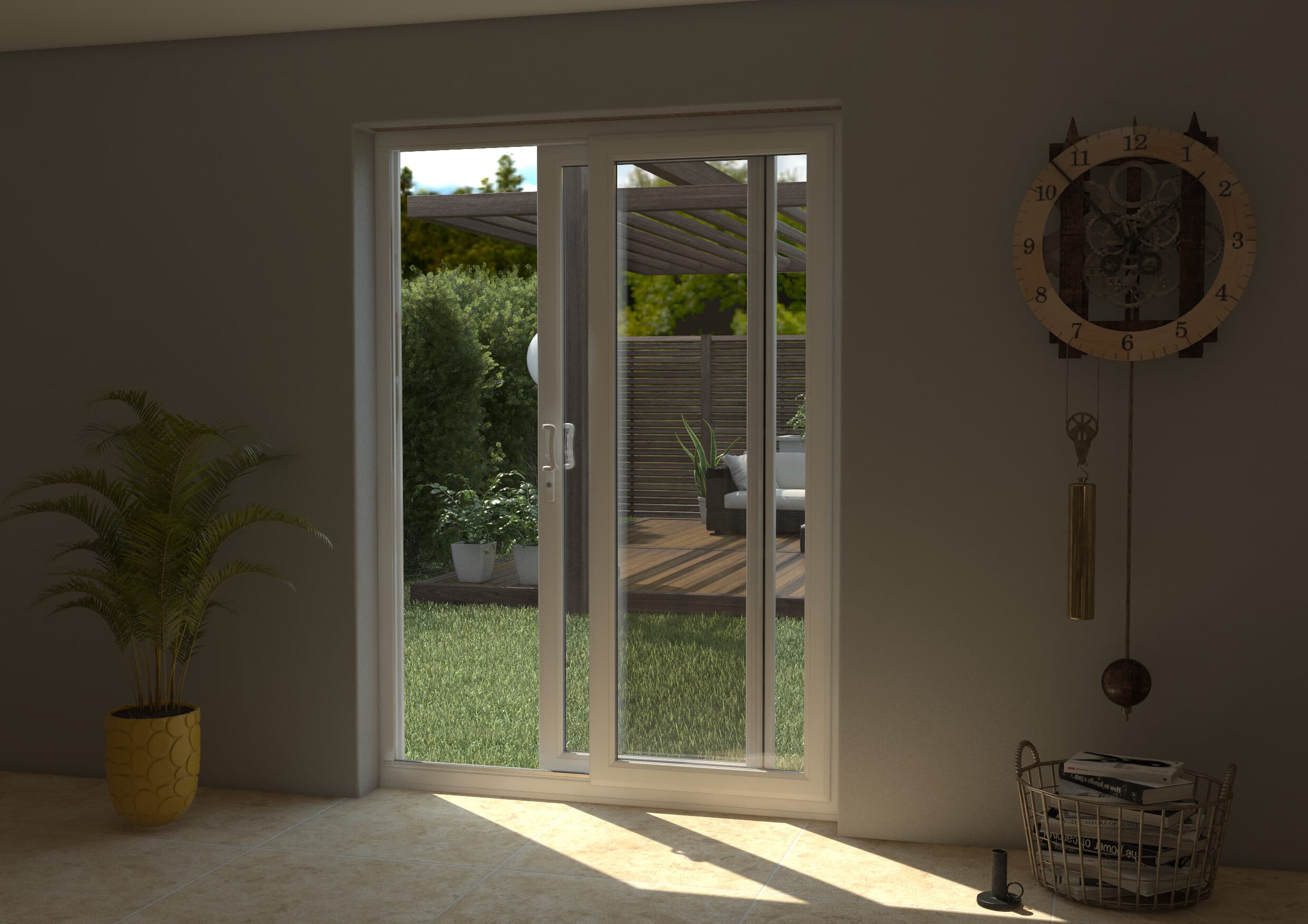 Part Q 1500mm UPVC White Sliding Doors RH Sliding / LH Fixed