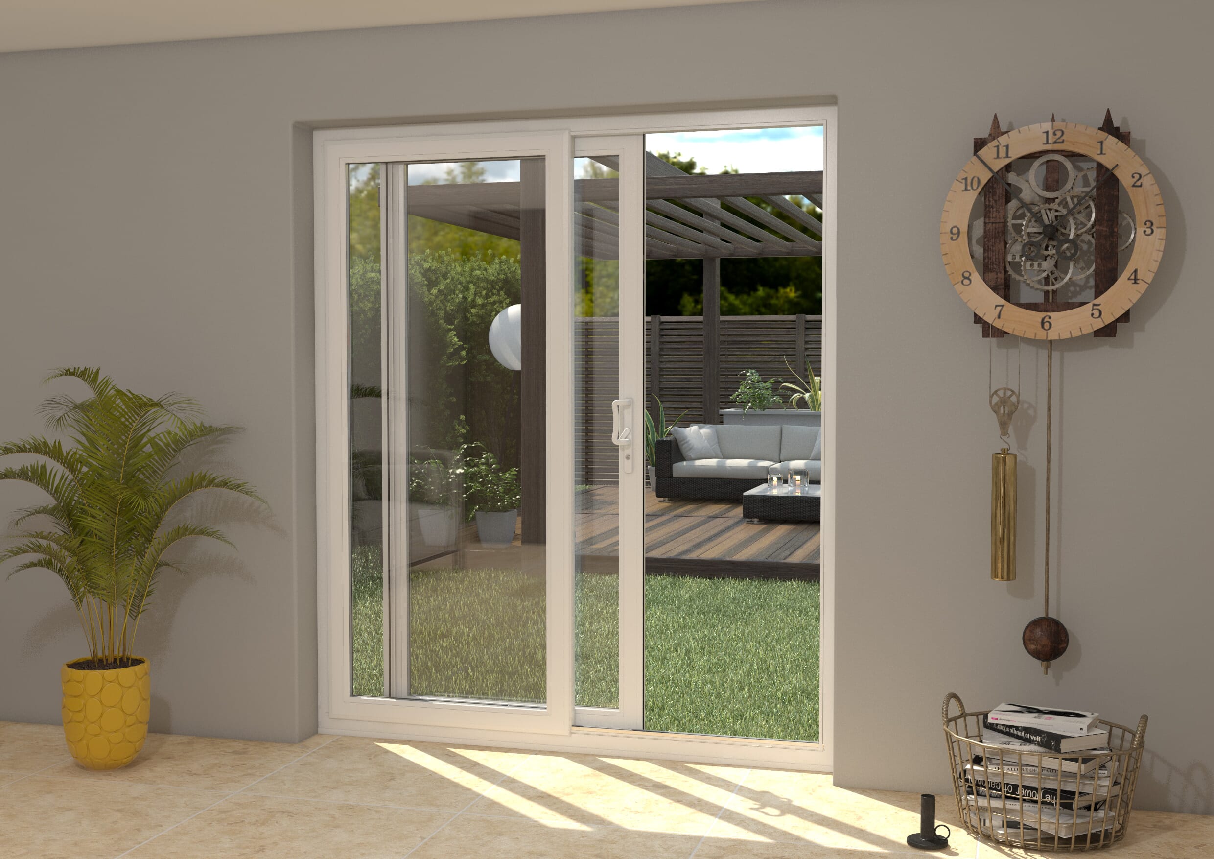 1800mm UPVC White Sliding Doors LH Sliding / RH Fixed UPVC Sliding Door