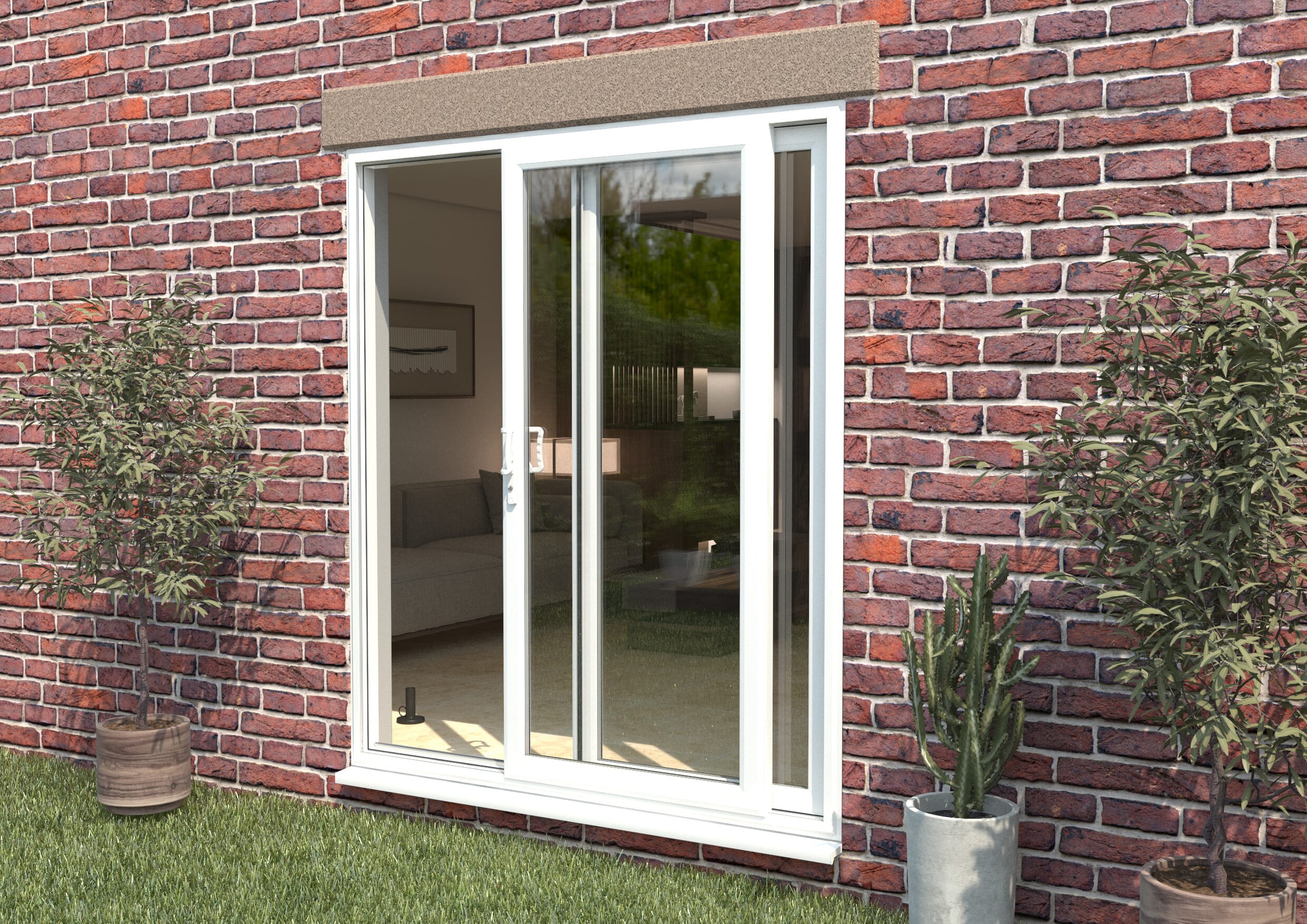 Part Q Mm Upvc White Sliding Doors Lh Sliding Rh Fixed Bifold