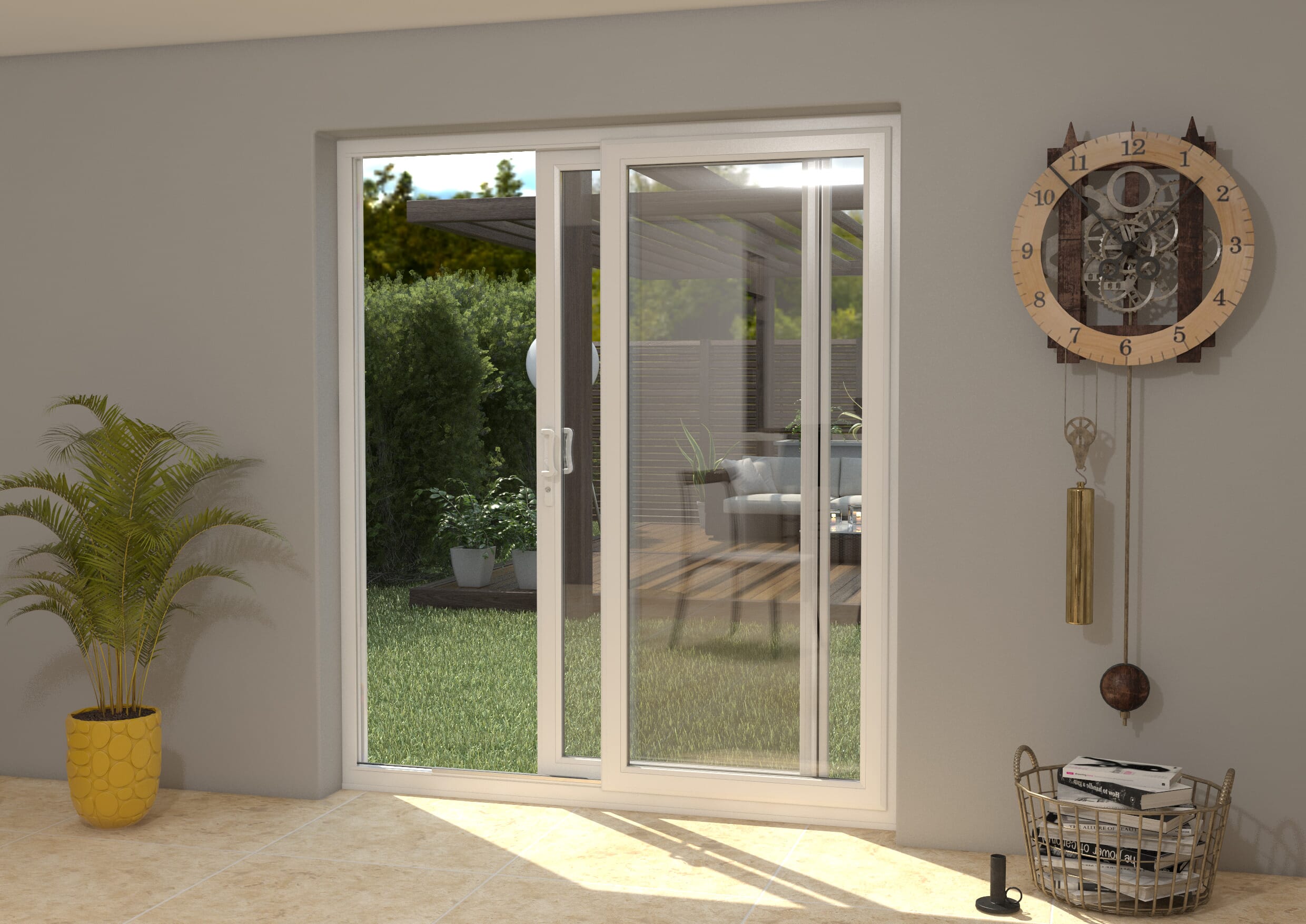 1800mm UPVC White Sliding Doors RH Sliding / LH Fixed