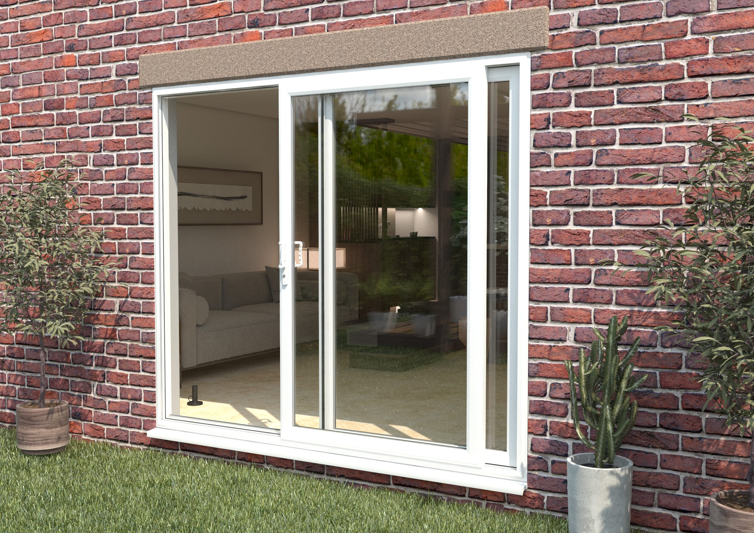 Part Q 2400mm UPVC White Sliding Doors LH Sliding / RH Fixed
