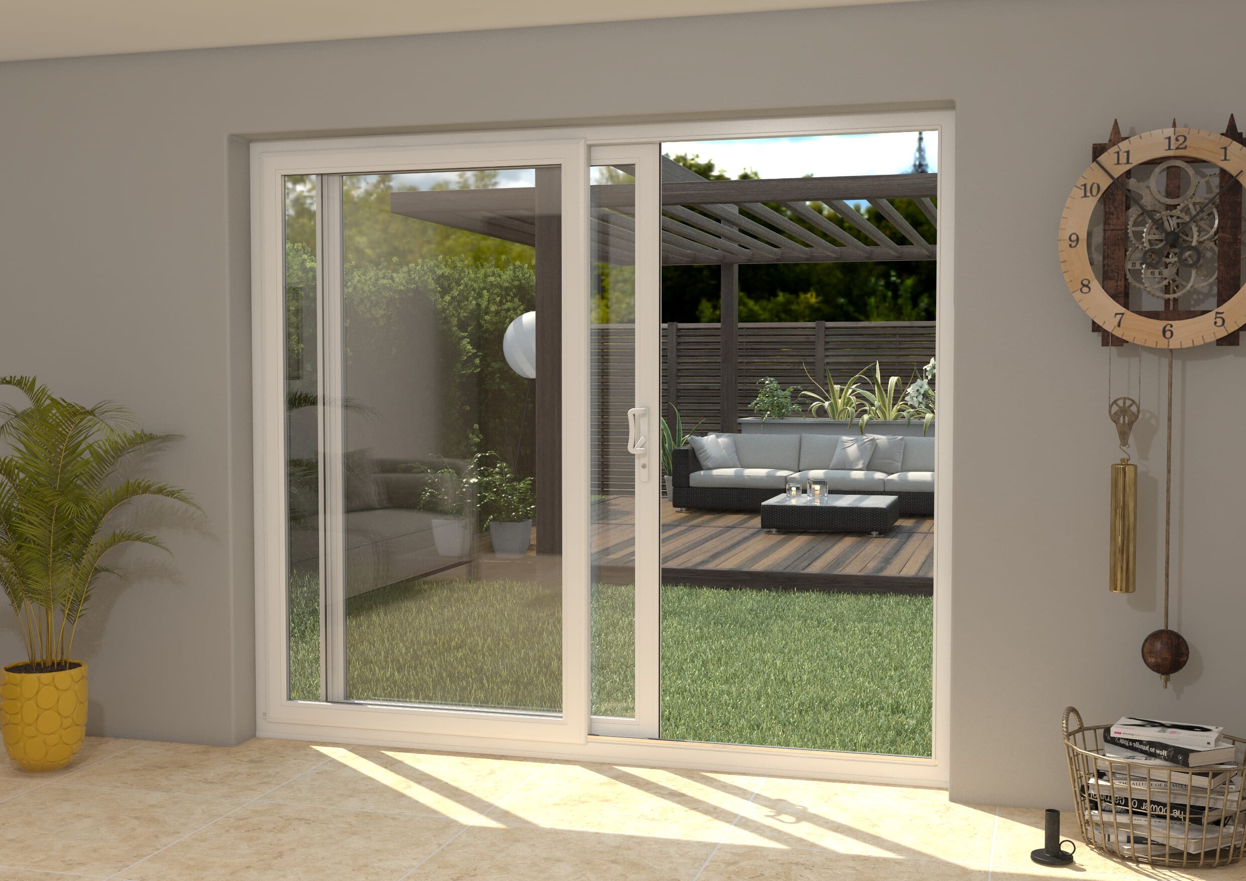 Part Q 2400mm UPVC White Sliding Doors LH Sliding / RH Fixed