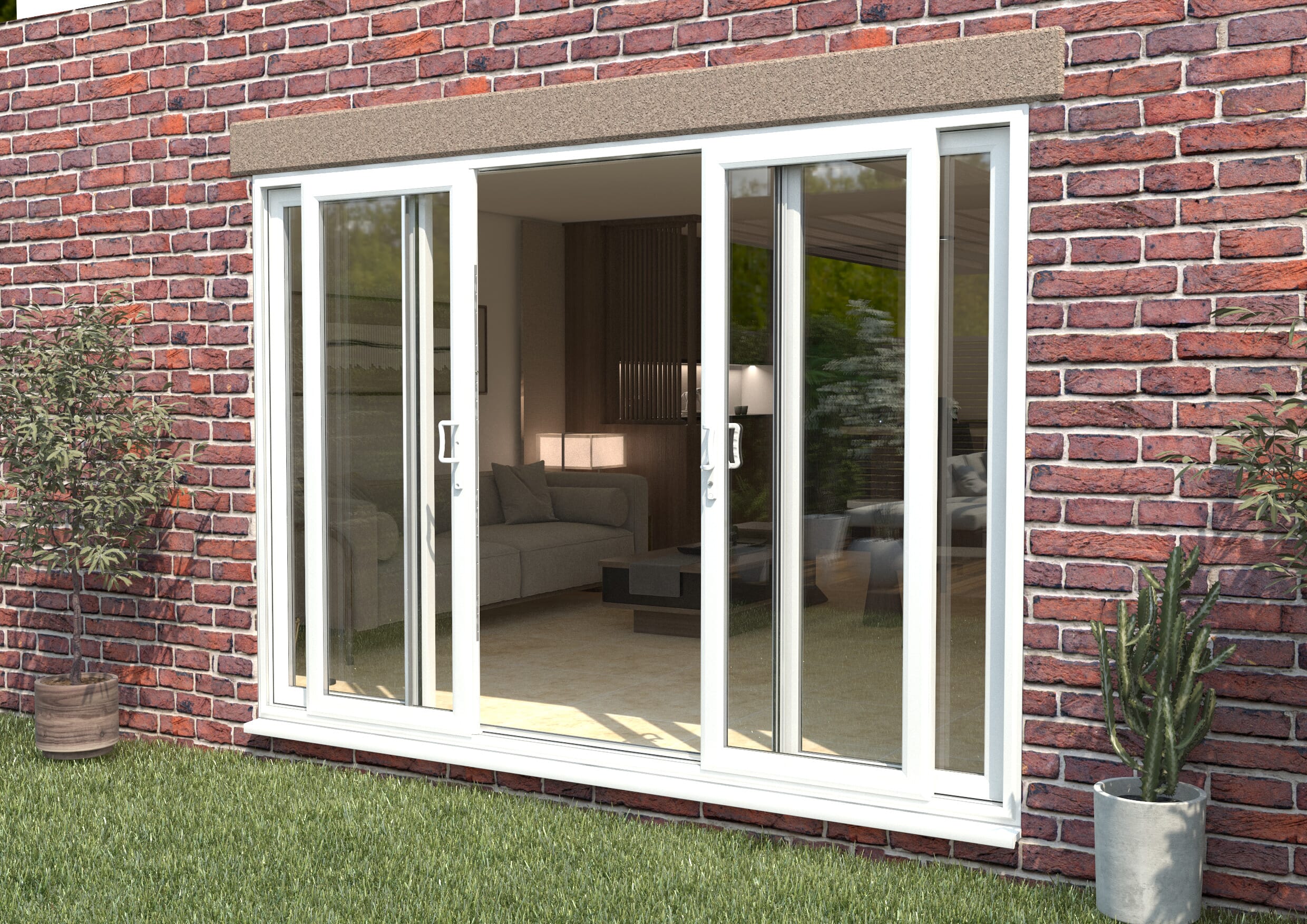 Mm Upvc White Sliding Doors Fixed Sliding Sliding Fixed Bifold Doors At Climadoor