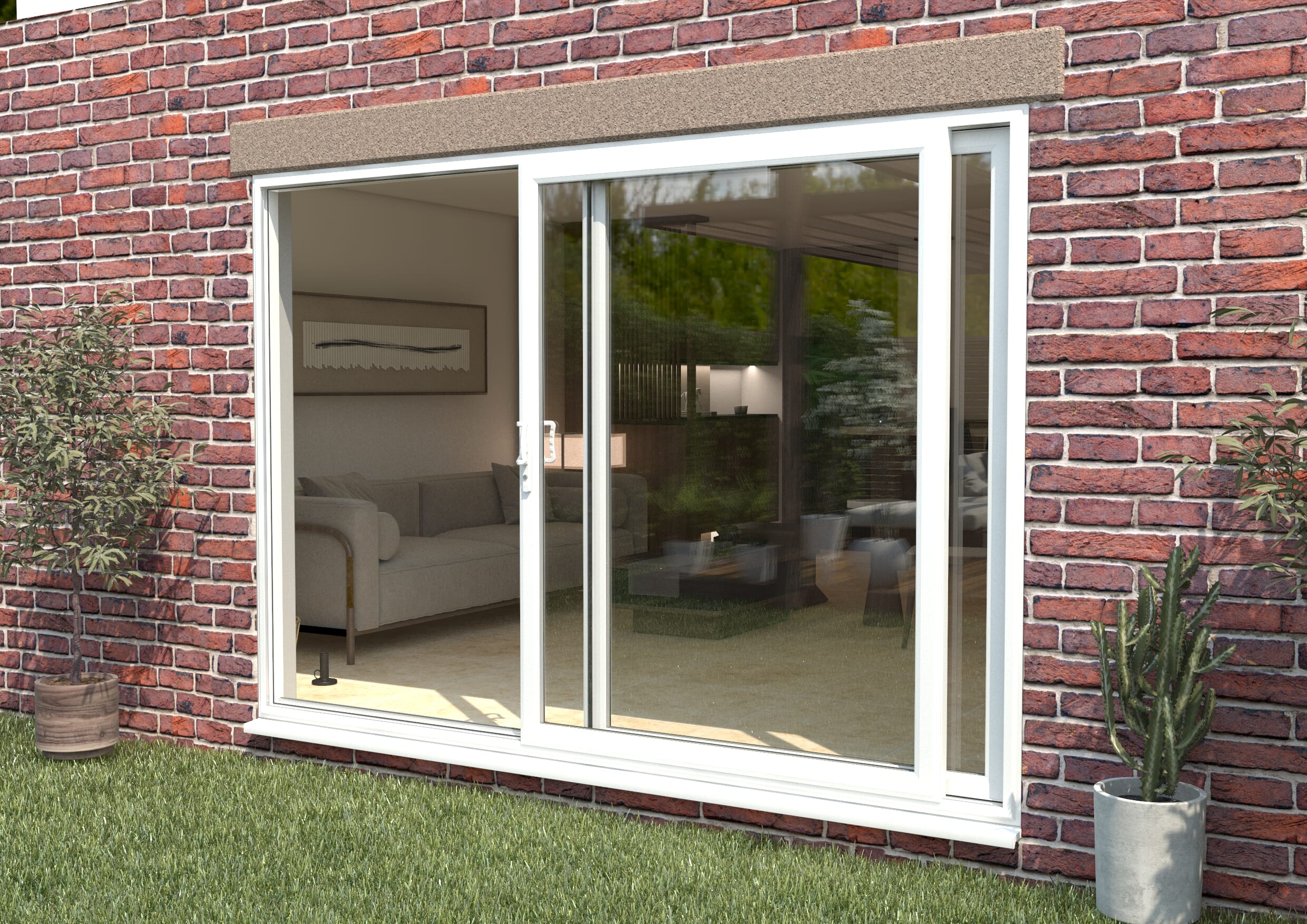 Part Q 3000mm UPVC White Sliding Doors LH Sliding / RH Fixed