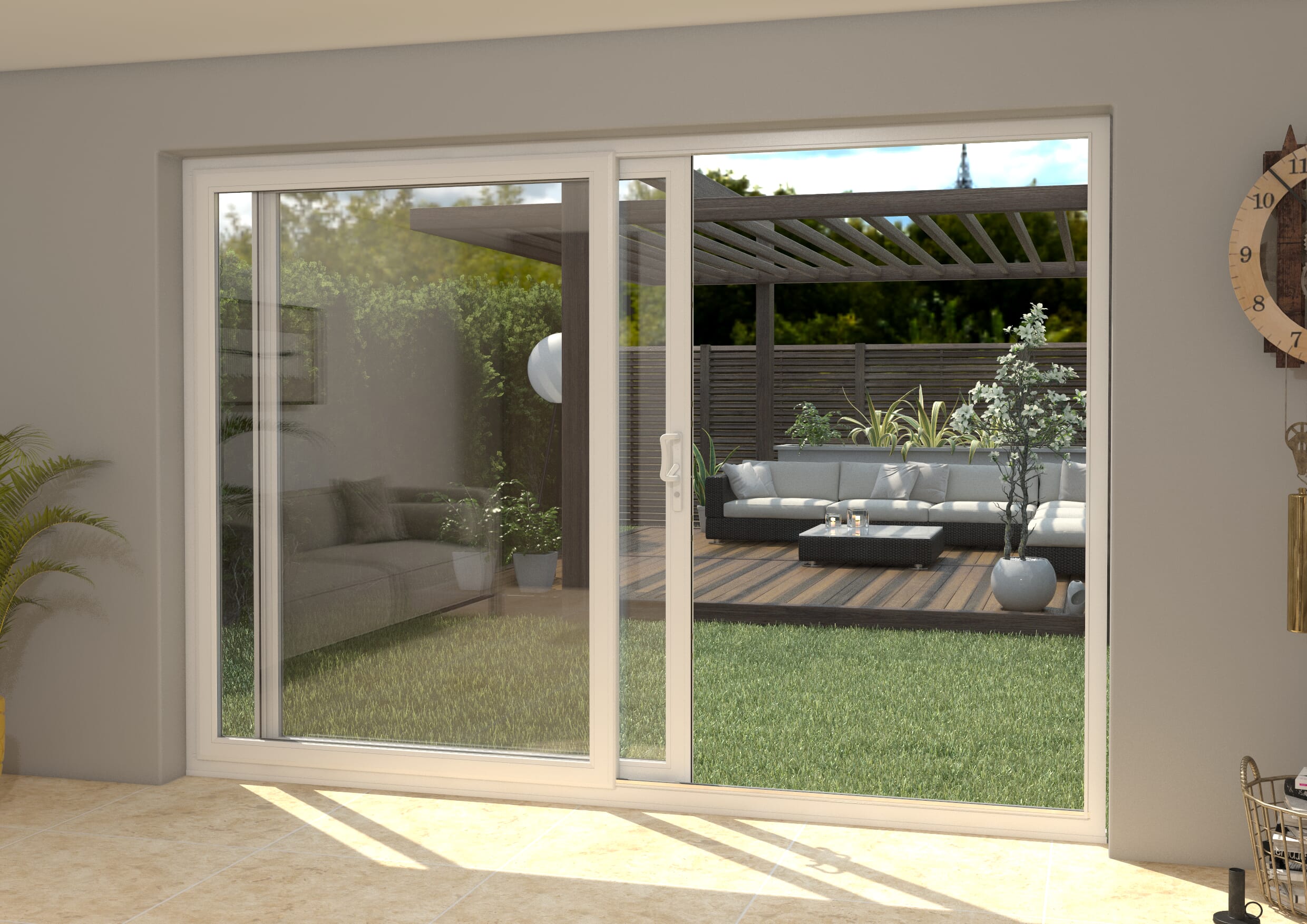 Part Q 3000mm UPVC White Sliding Doors LH Sliding / RH Fixed