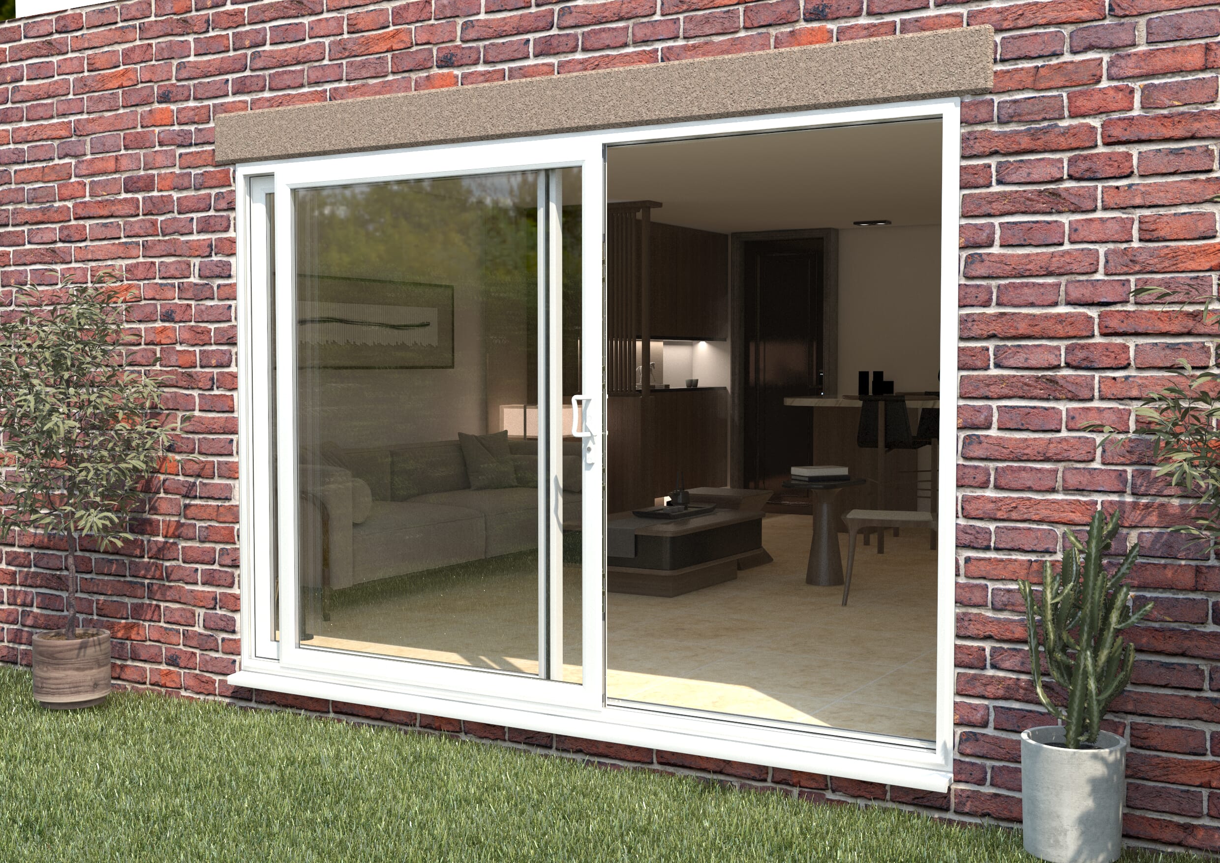 Part Q 3000mm UPVC White Sliding Doors RH Sliding / LH Fixed