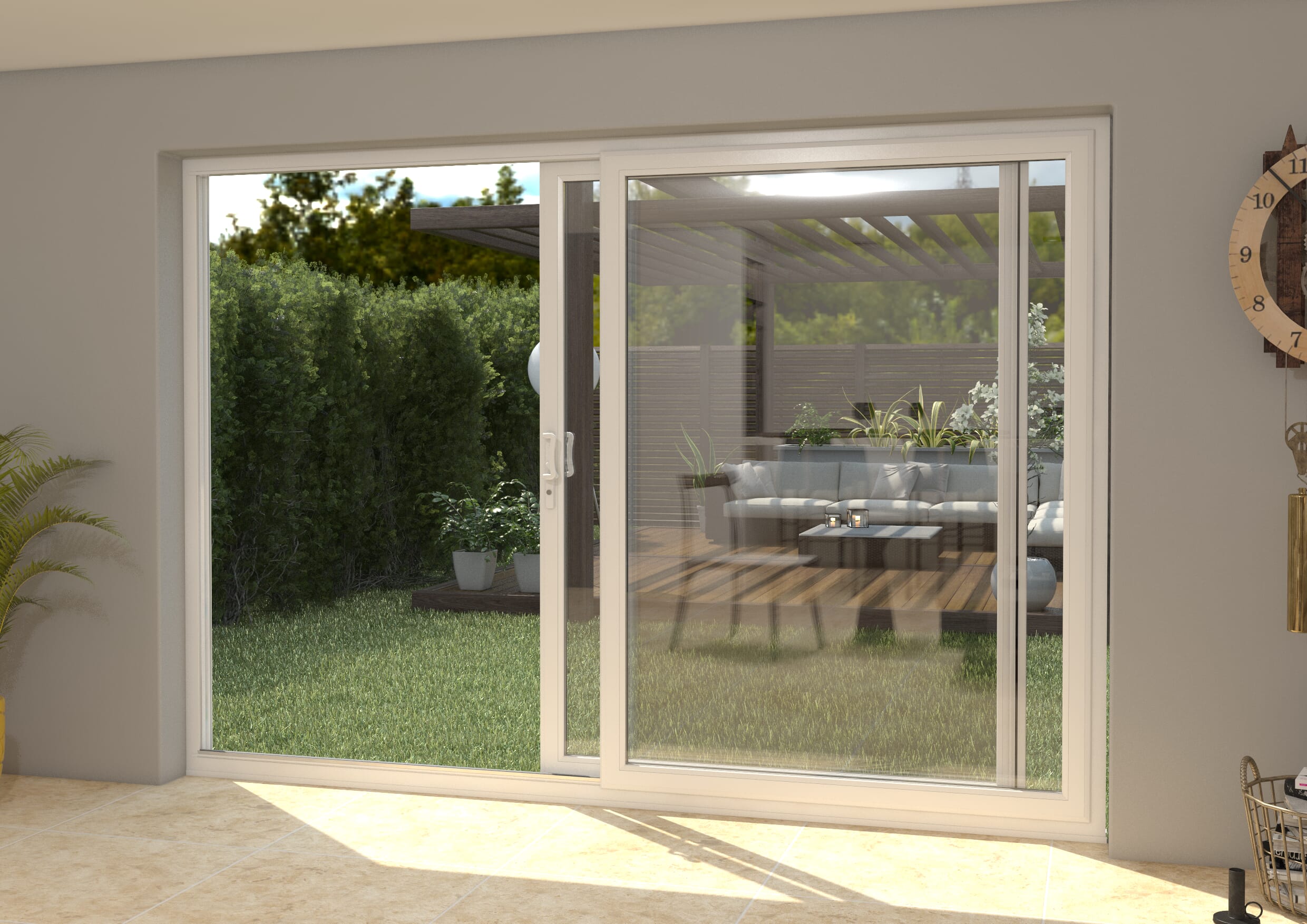Part Q 3000mm UPVC White Sliding Doors RH Sliding / LH Fixed