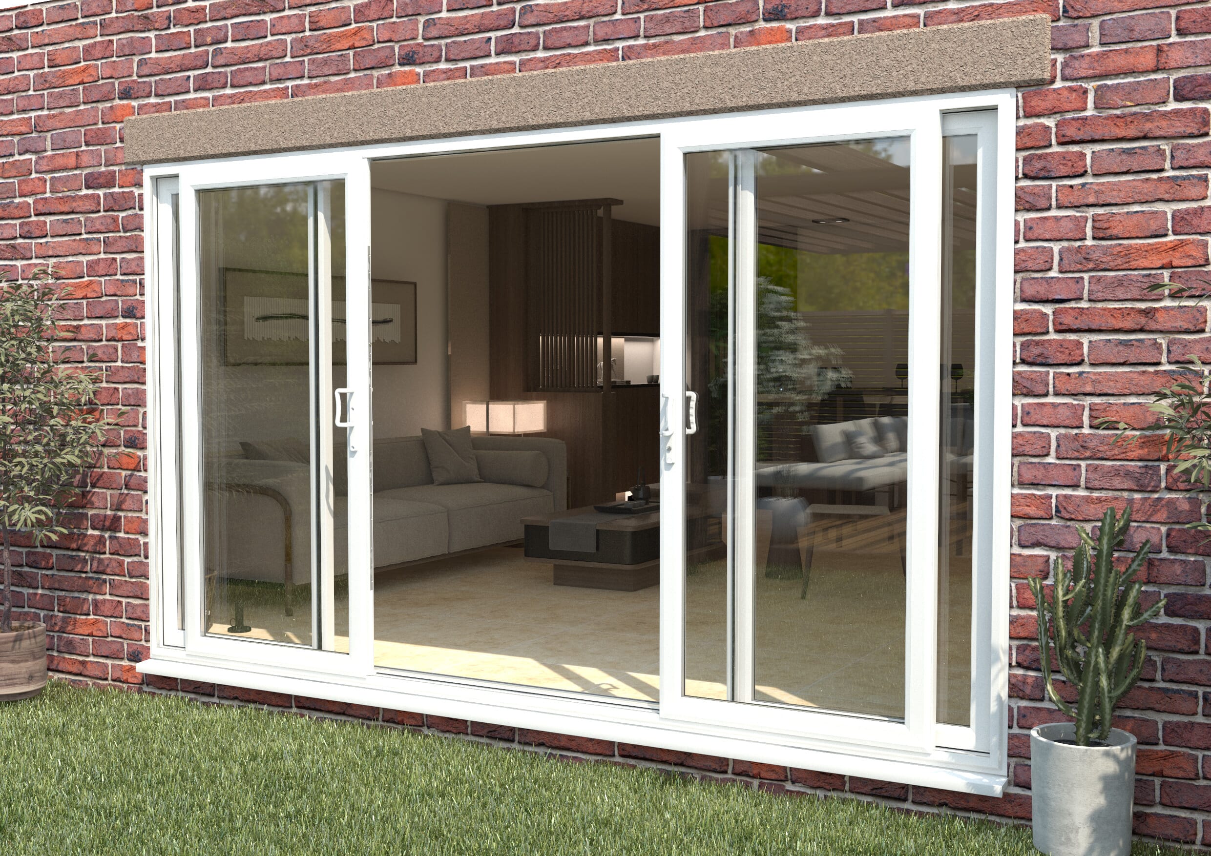 Climadoor Part Q 3600mm Upvc White Sliding Doors Fixed Sliding