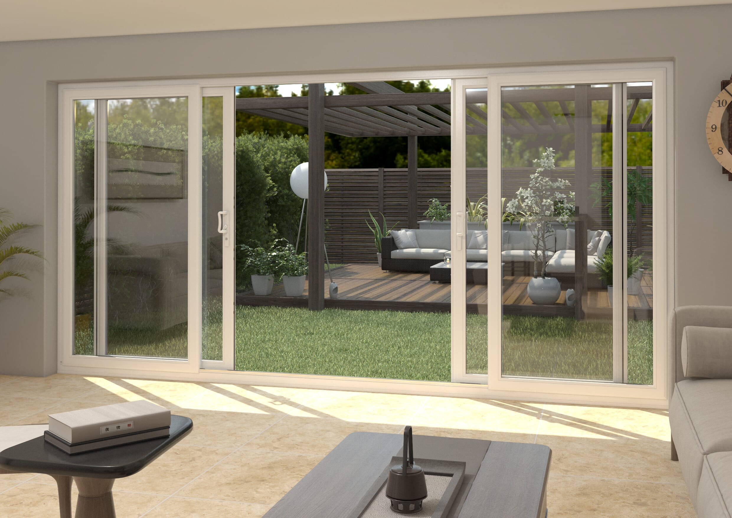 Part Q 4200mm UPVC White Sliding Doors Fixed / Sliding / Sliding / Fixed