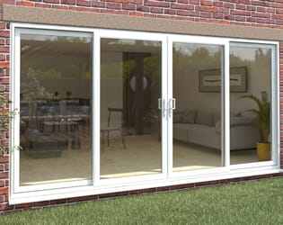 Part Q 4200mm UPVC White Sliding Doors Fixed / Sliding / Sliding / Fixed