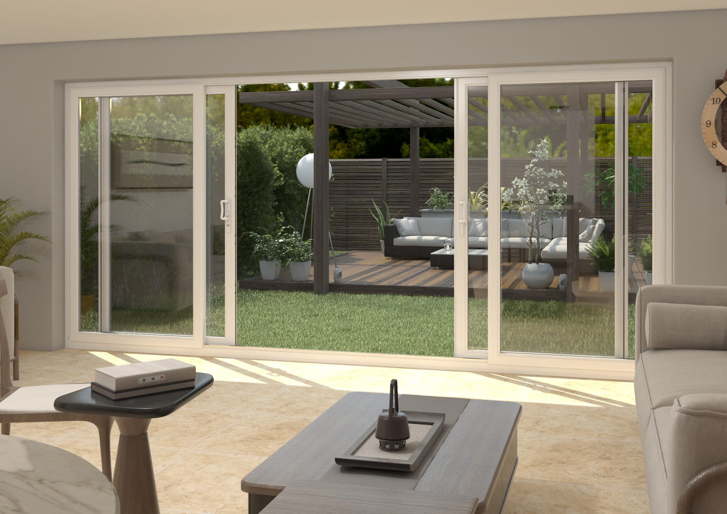 Part Q 4500mm UPVC White Sliding Doors Fixed / Sliding / Sliding / Fixed