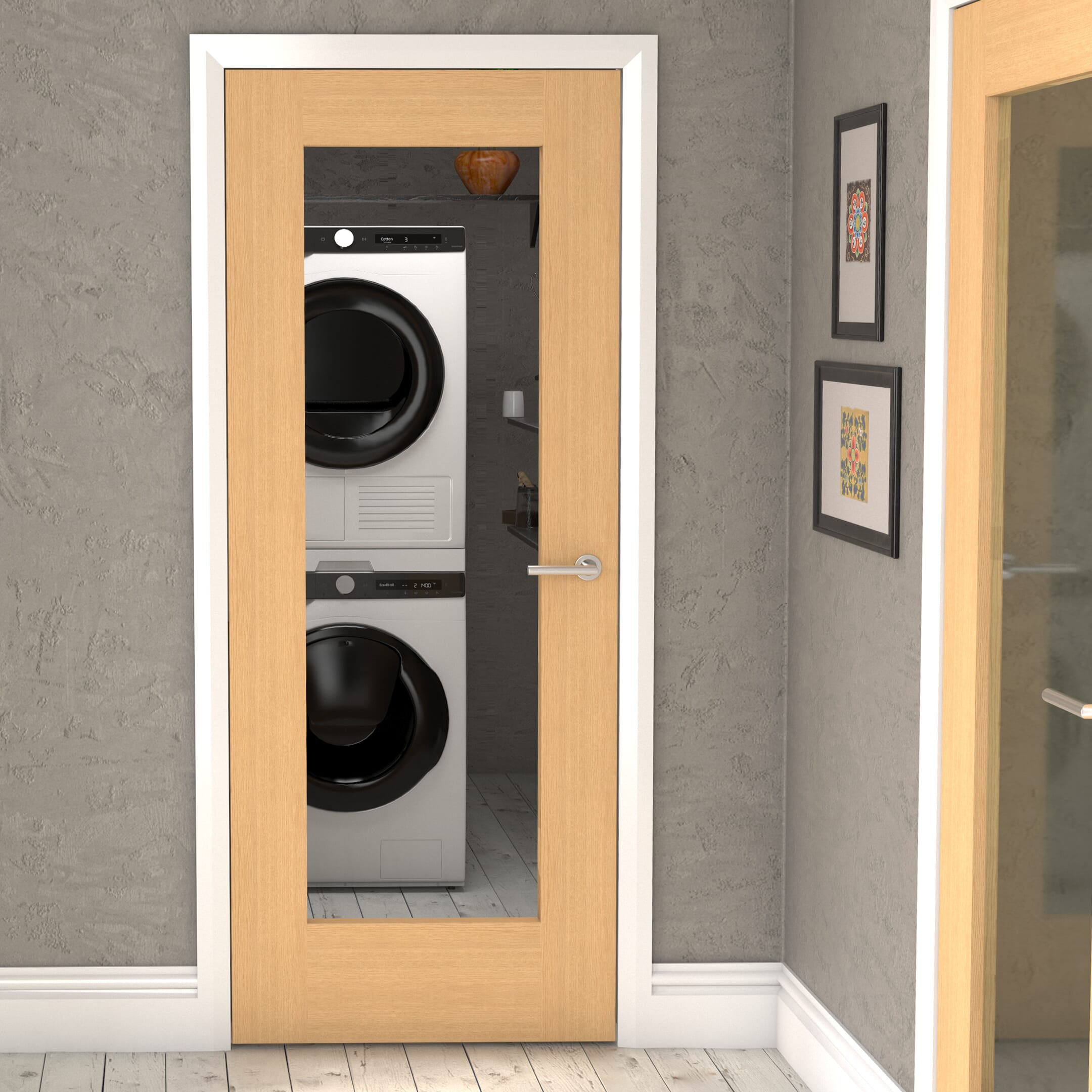 Glazed Oak P10 - Clear Glass Fire Door