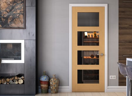 Glazed Oak 4 Light - Clear Glass Fire Door