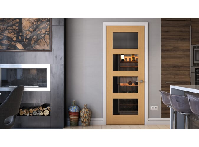 Glazed Oak 4 Light - Clear Glass Fire Door