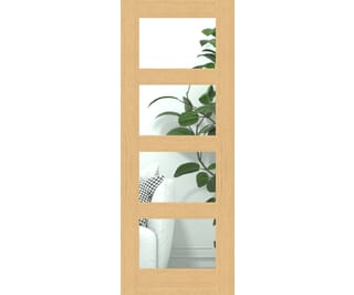 Glazed Oak 4 Light - Clear Glass Fire Door