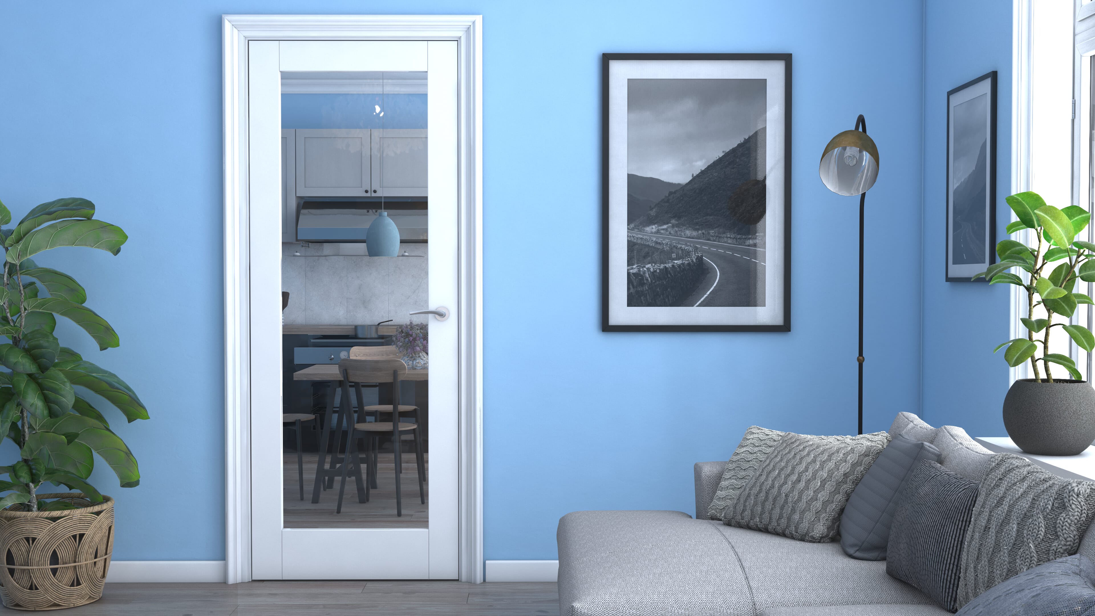 826x2040x44mm Glazed White P10 Fire Door - Clear Glass