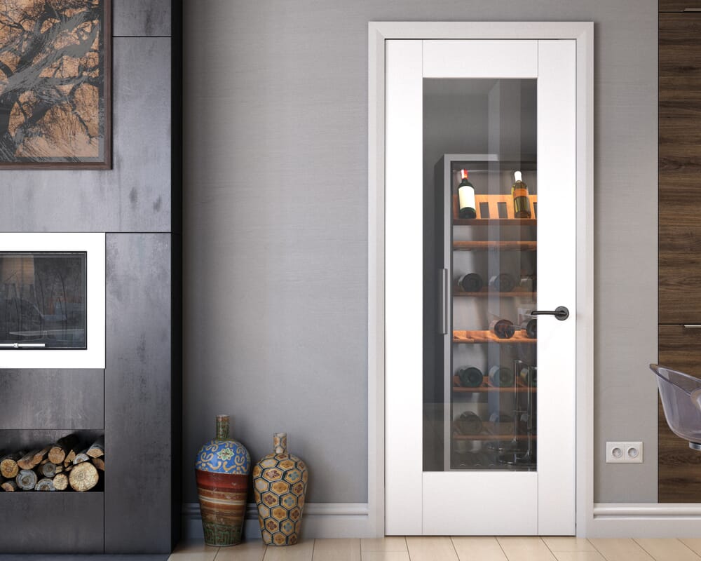 686x1981x44mm (27") Glazed White P10 Fire Door - Clear Glass