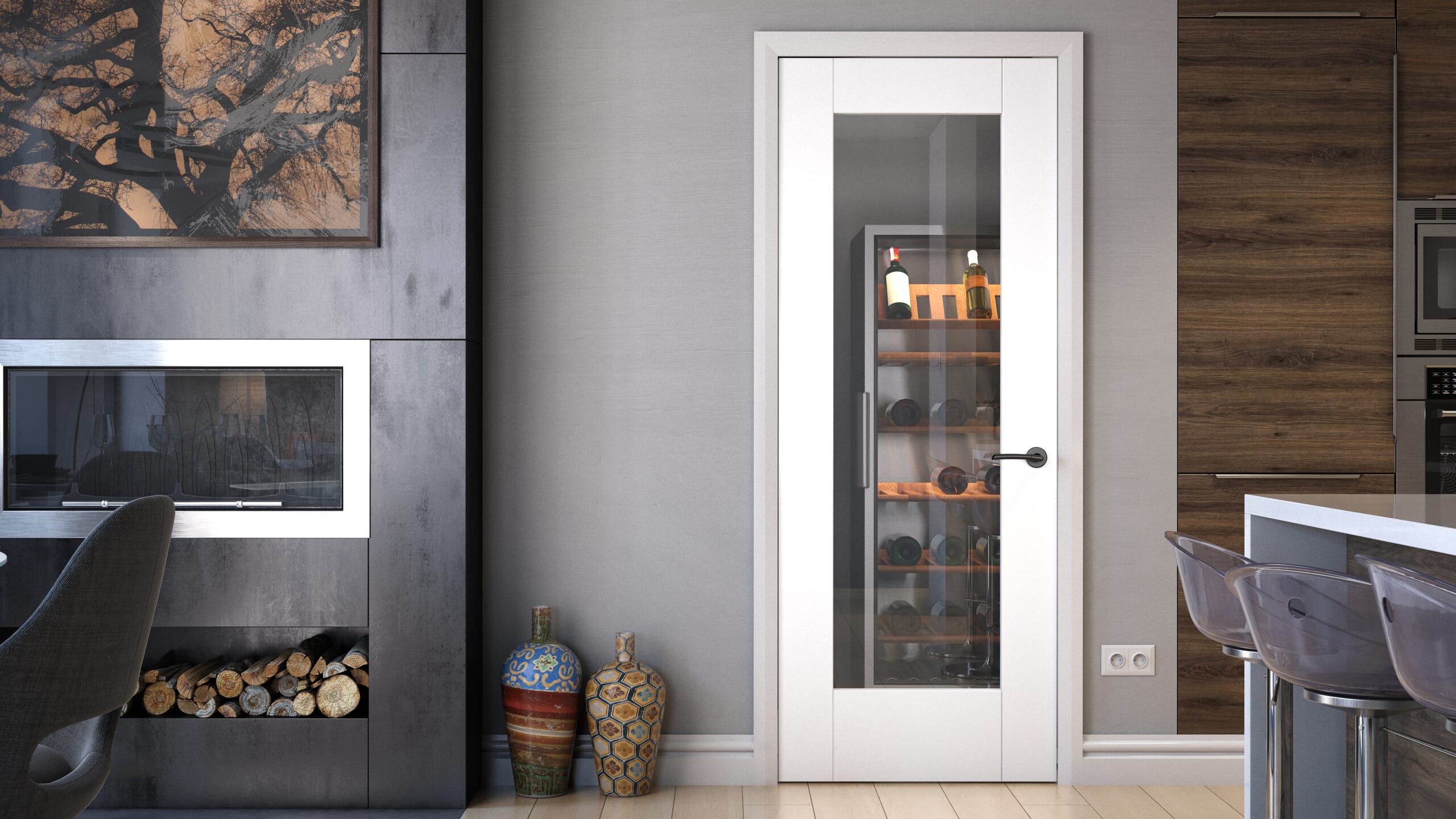 White Primed Chunky Shaker 1 Lite Clear Glazed Fire Door At Green And ...