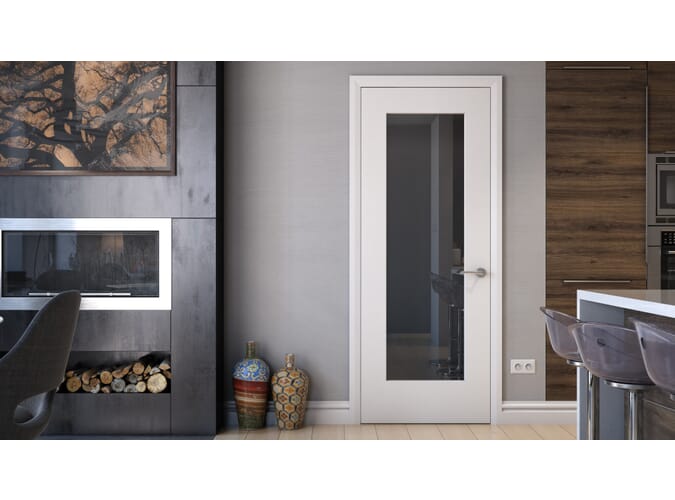 Glazed White P10 - Clear Glass Fire Door