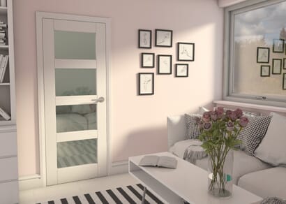 Glazed White 4 Light - Clear Glass Fire Door