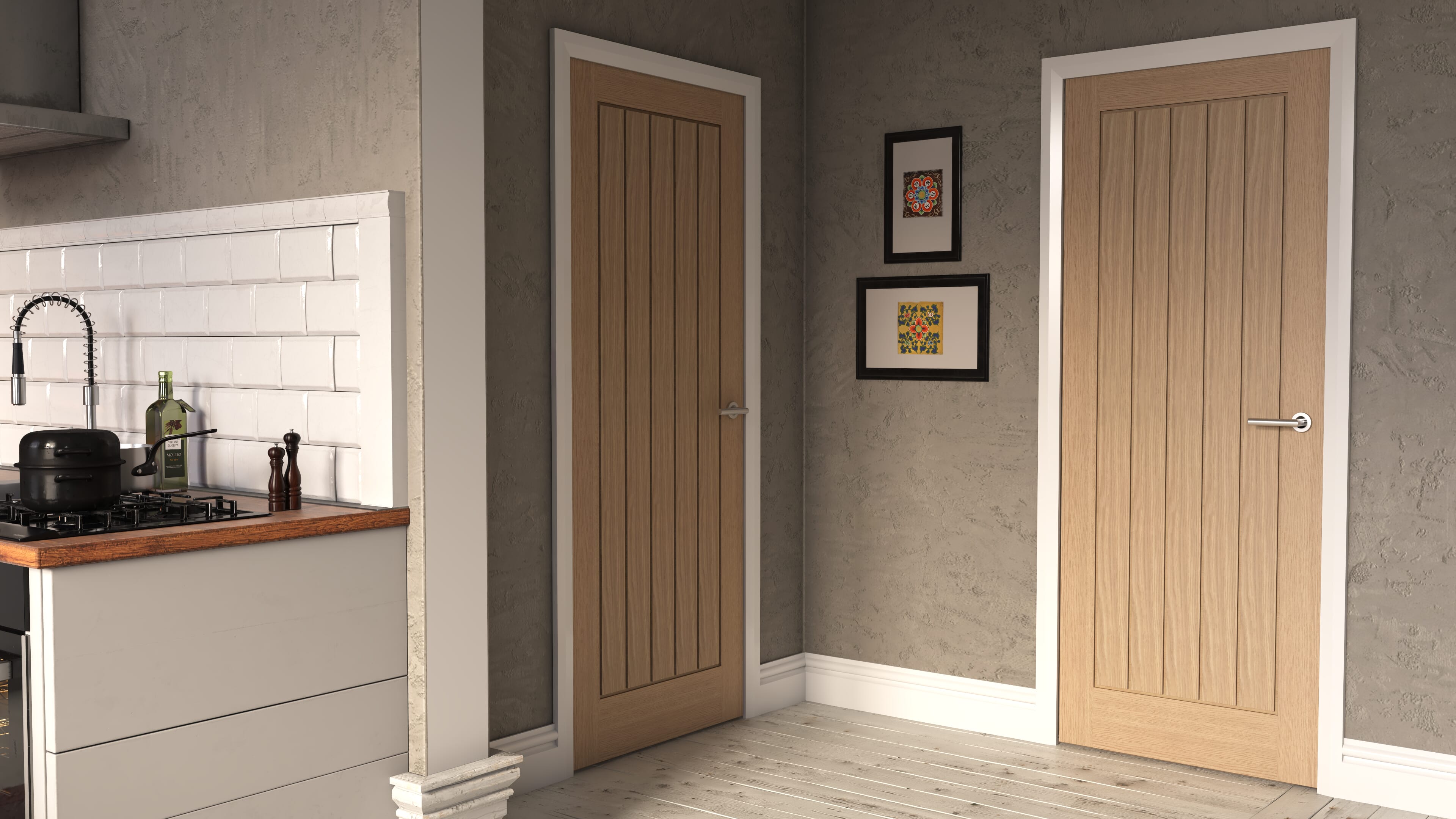 1981 x 762 x 44mm (30") Mexicano Oak Prefinished FD30 Fire Door