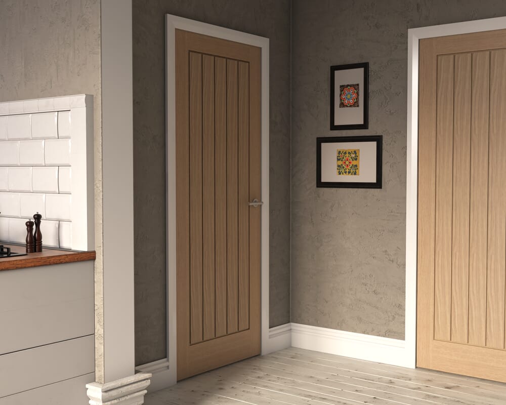 686x1981x35mm (27") Mexicano Oak Prefinished 35mm Fire Door