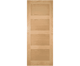 726 x 2040 x 44mm Coventry Shaker 4 Panel Oak - Pre-Finished Fire Door