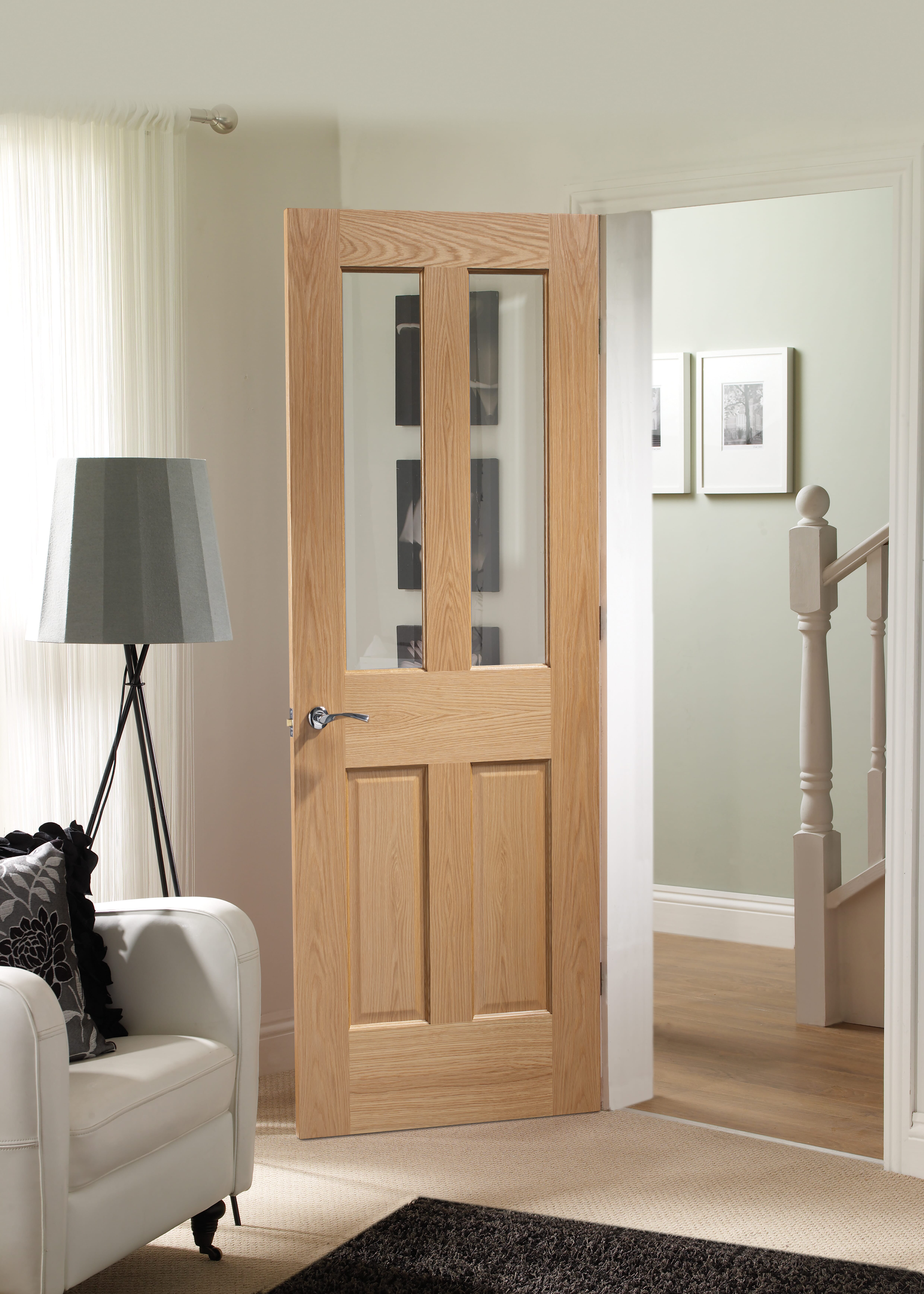 Malton Oak - Clear Glass Fire Door