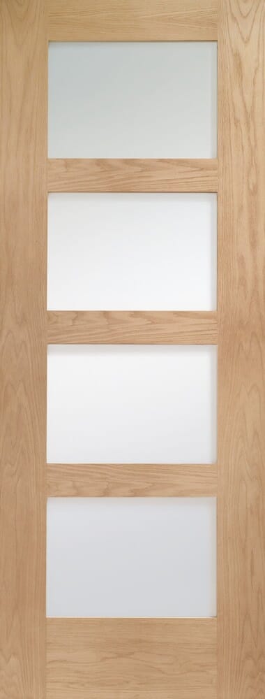 Shaker 4 Light Oak - Clear Glass Fire Door