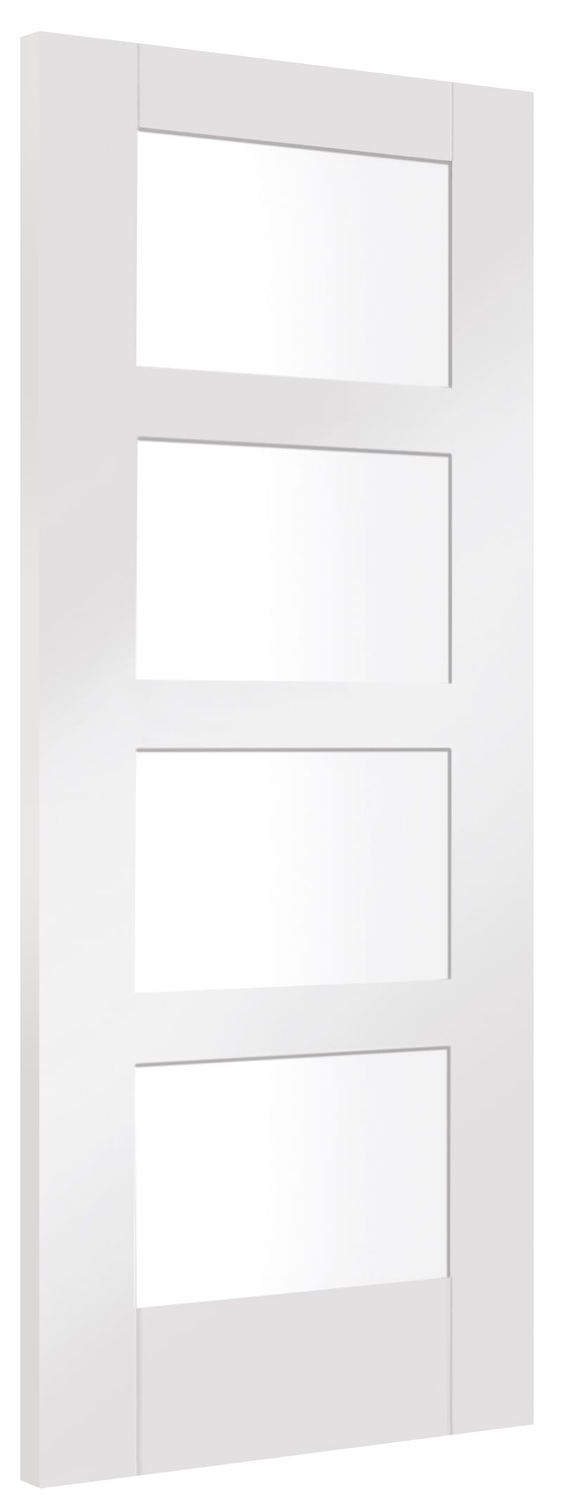 4 Light White Shaker - Clear Glass Fire Door