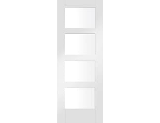 4 Light White Shaker - Clear Glass Fire Door