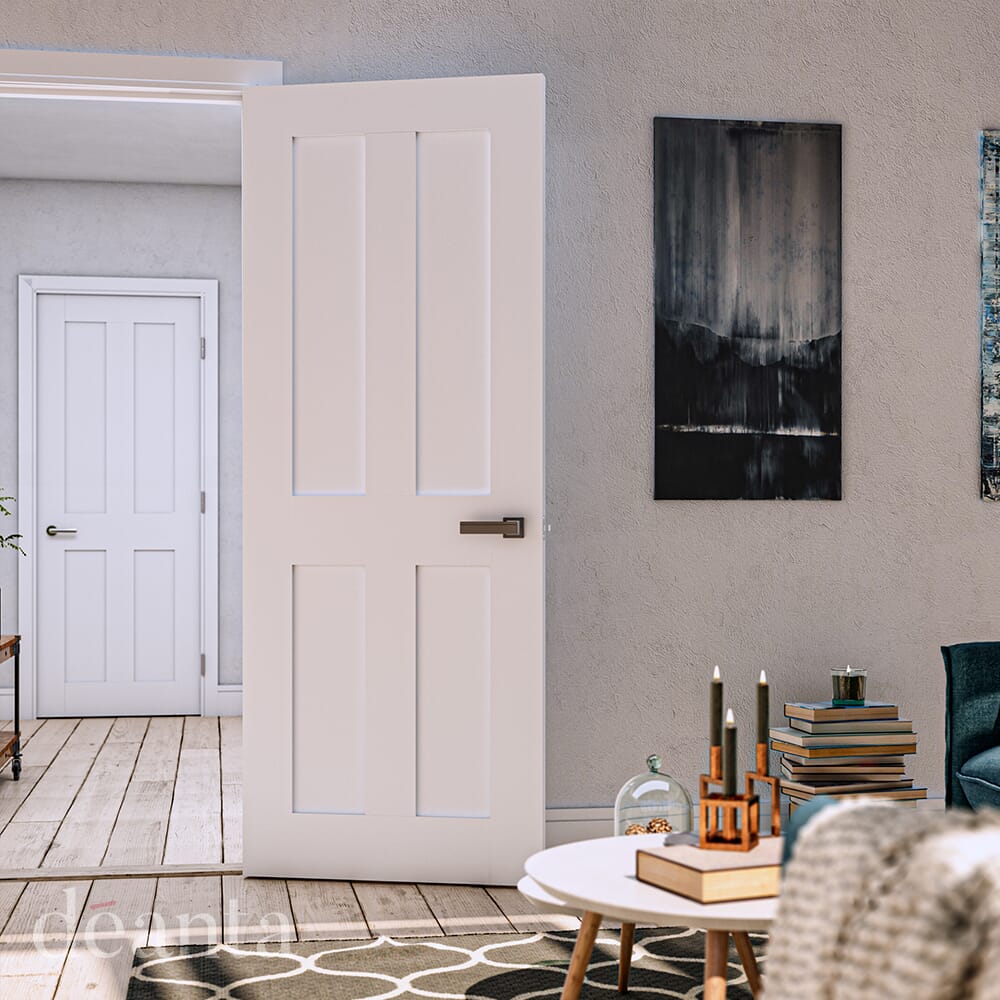 610x1981x44mm (24") Eton 4 Panel Flat White Fire Door