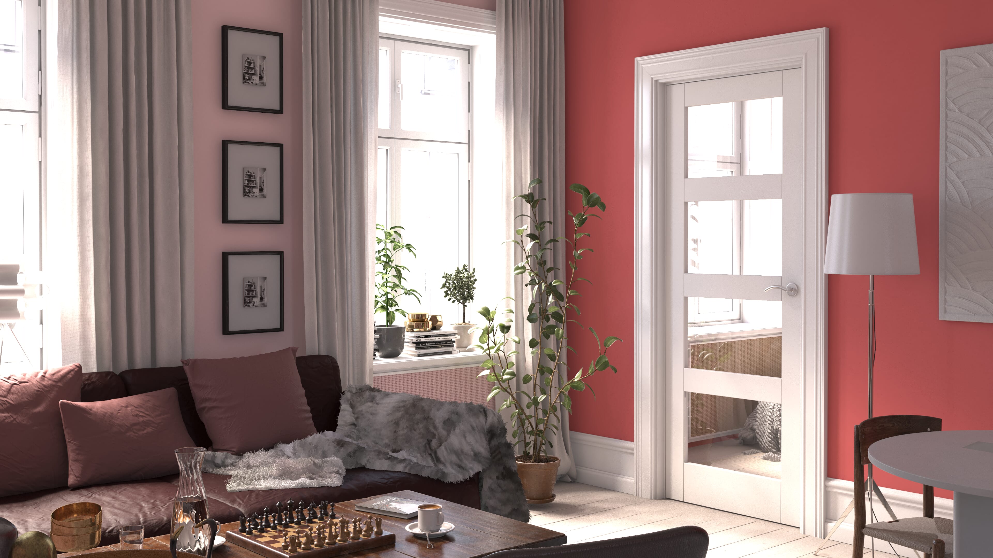 Shaker 4 Light White Clear Glazed Fire Door
