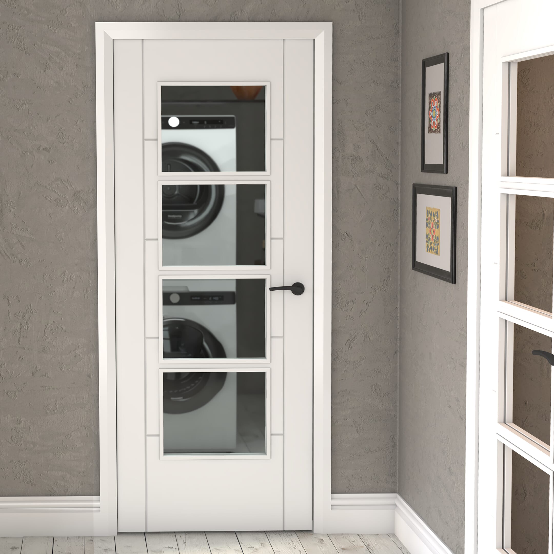 Iseo White 4 Light Prefinished Fire Door